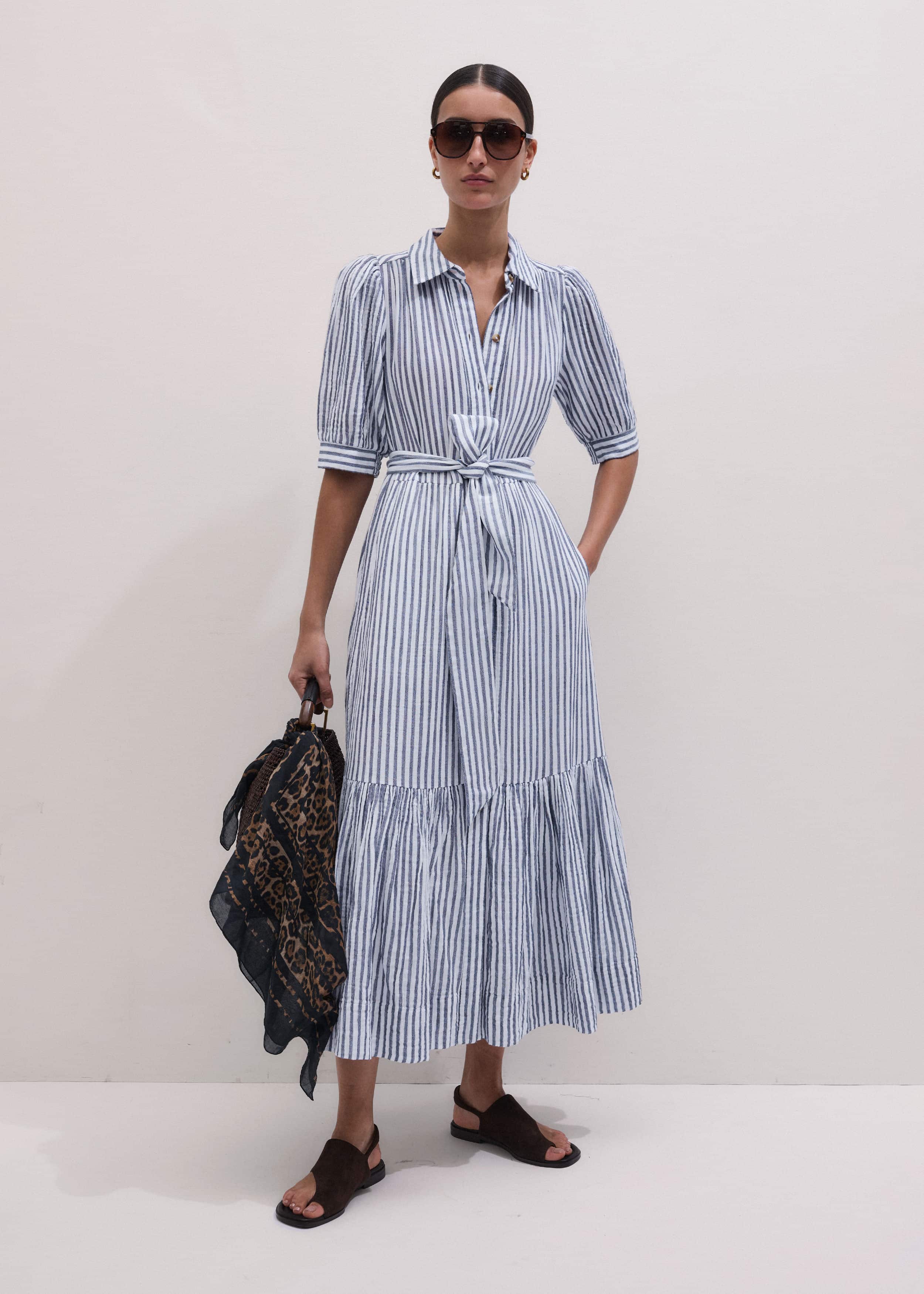 Navy Midi Shirt Dress meandem