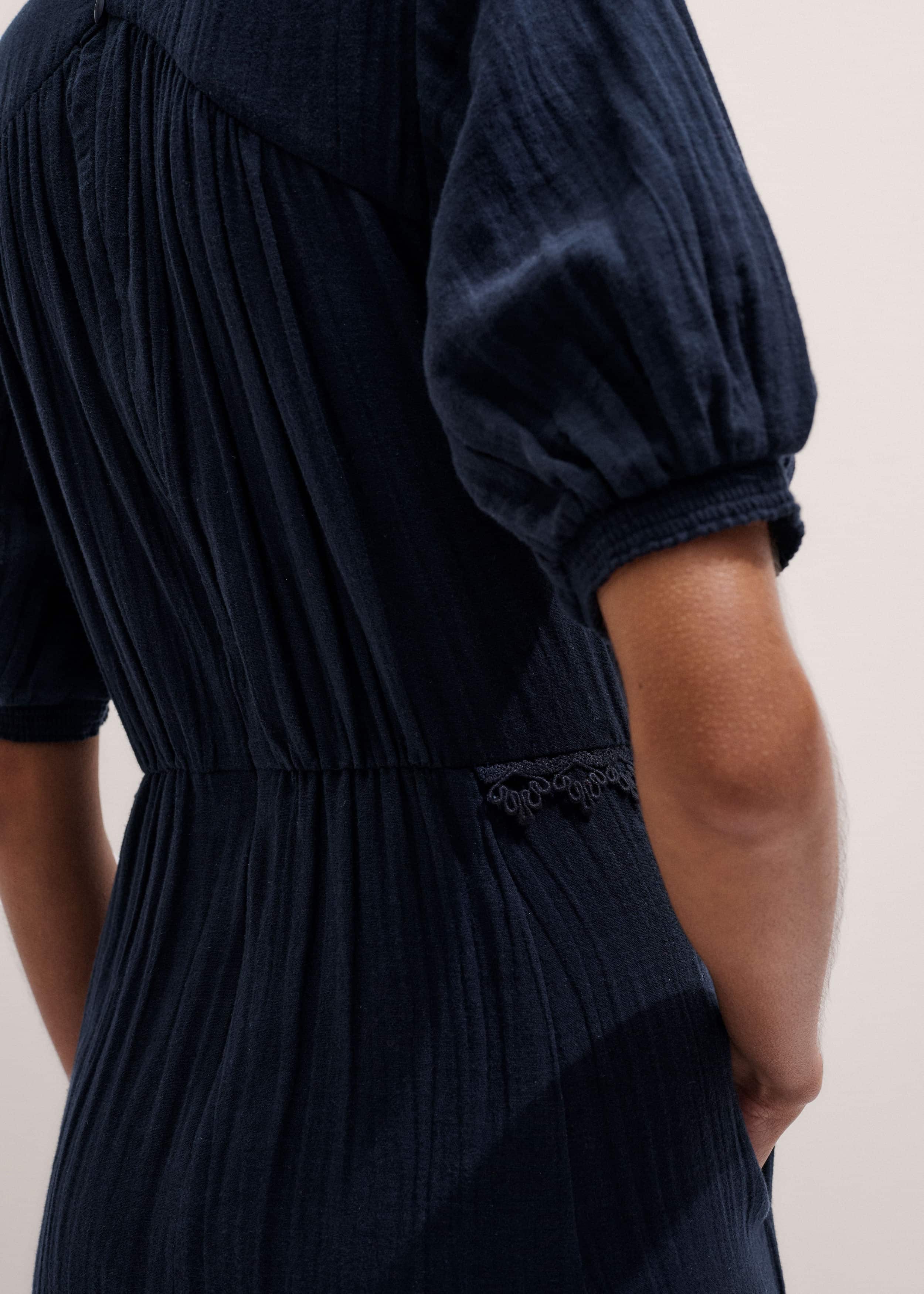 Navy Cheesecloth Intricate Detail Fit + Flare Midi Dress meandem