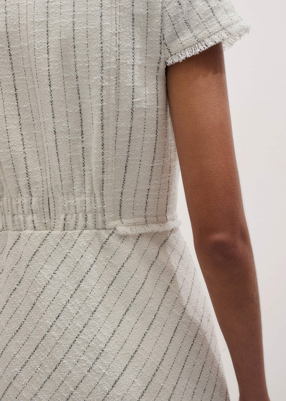 Ivory Striped Fit + Flare Midi Dress meandem