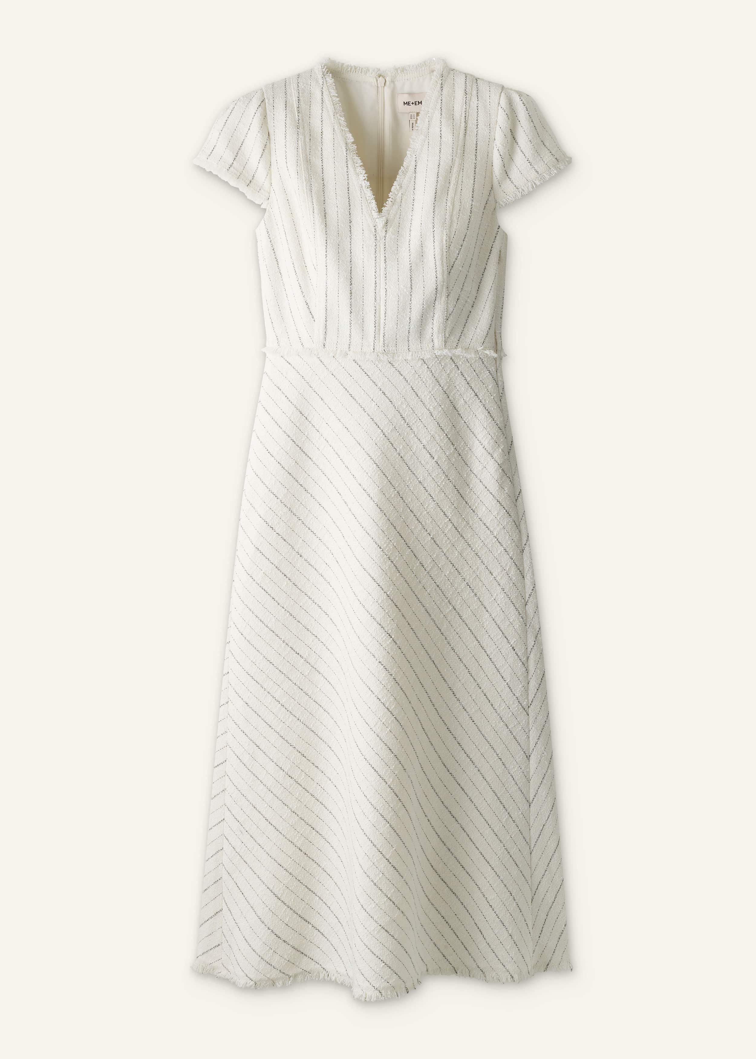 Ivory Striped Fit + Flare Midi Dress meandem
