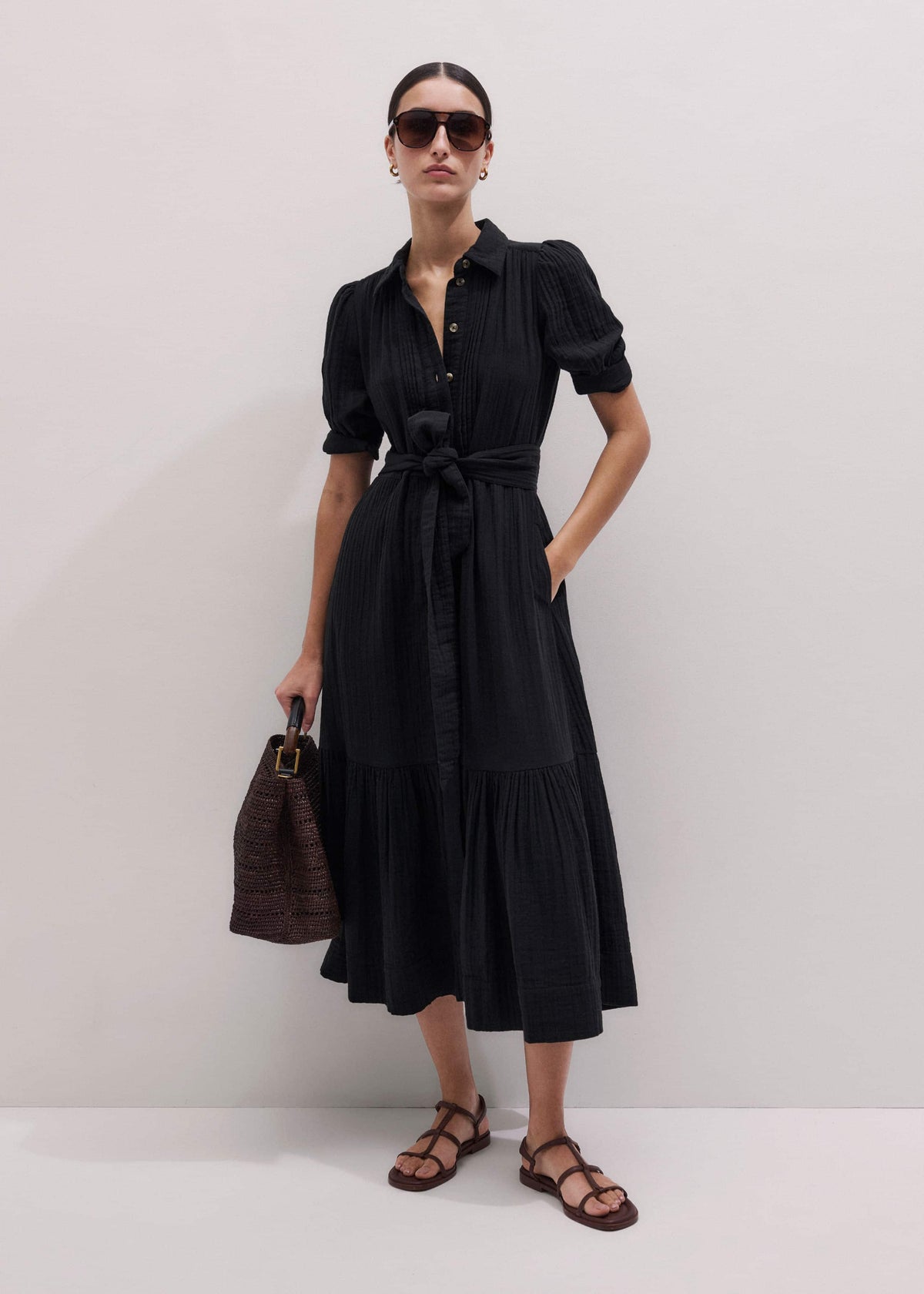 Black Cheesecloth Midi Shirt meandem