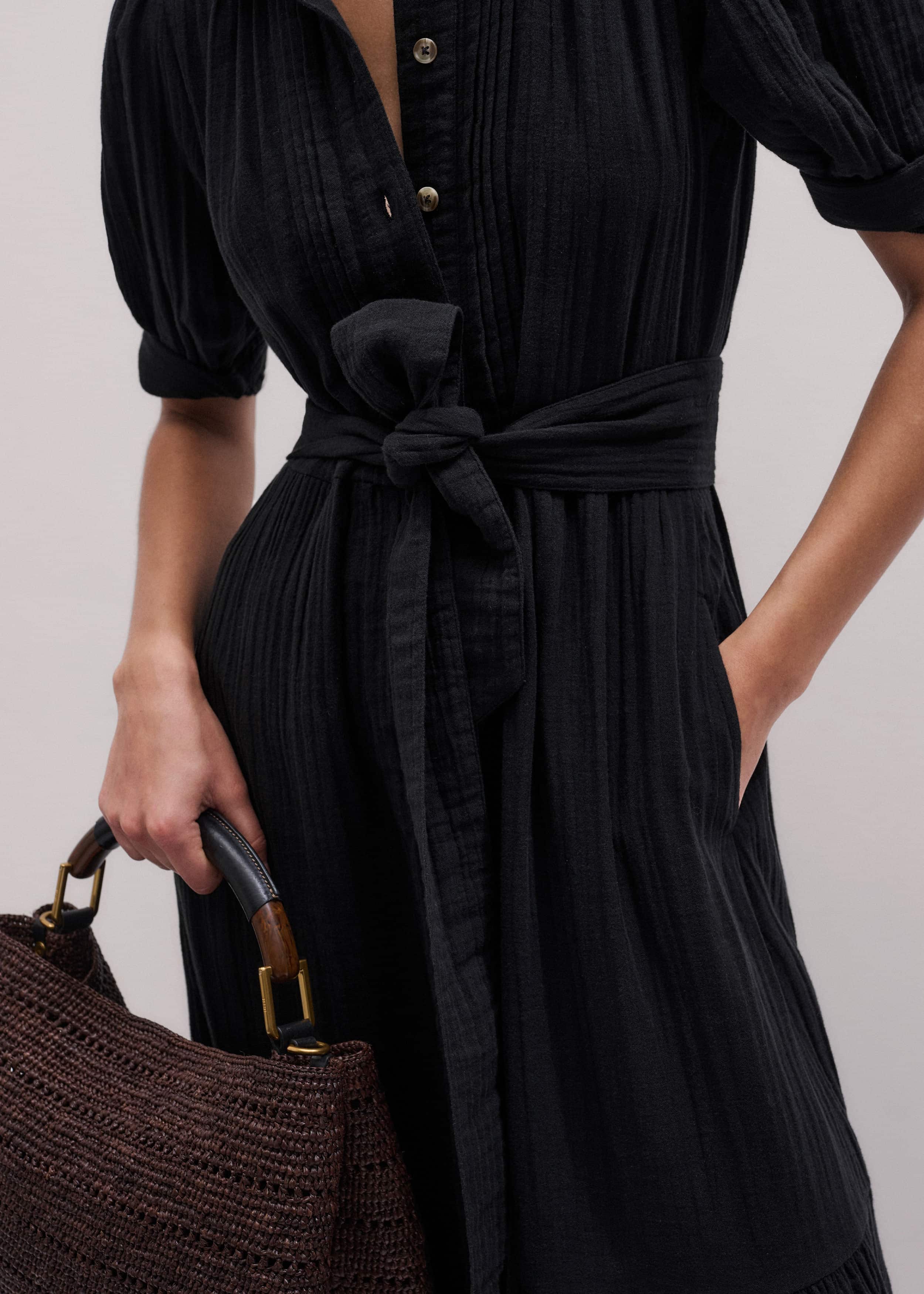 Black Cheesecloth Midi Shirt meandem