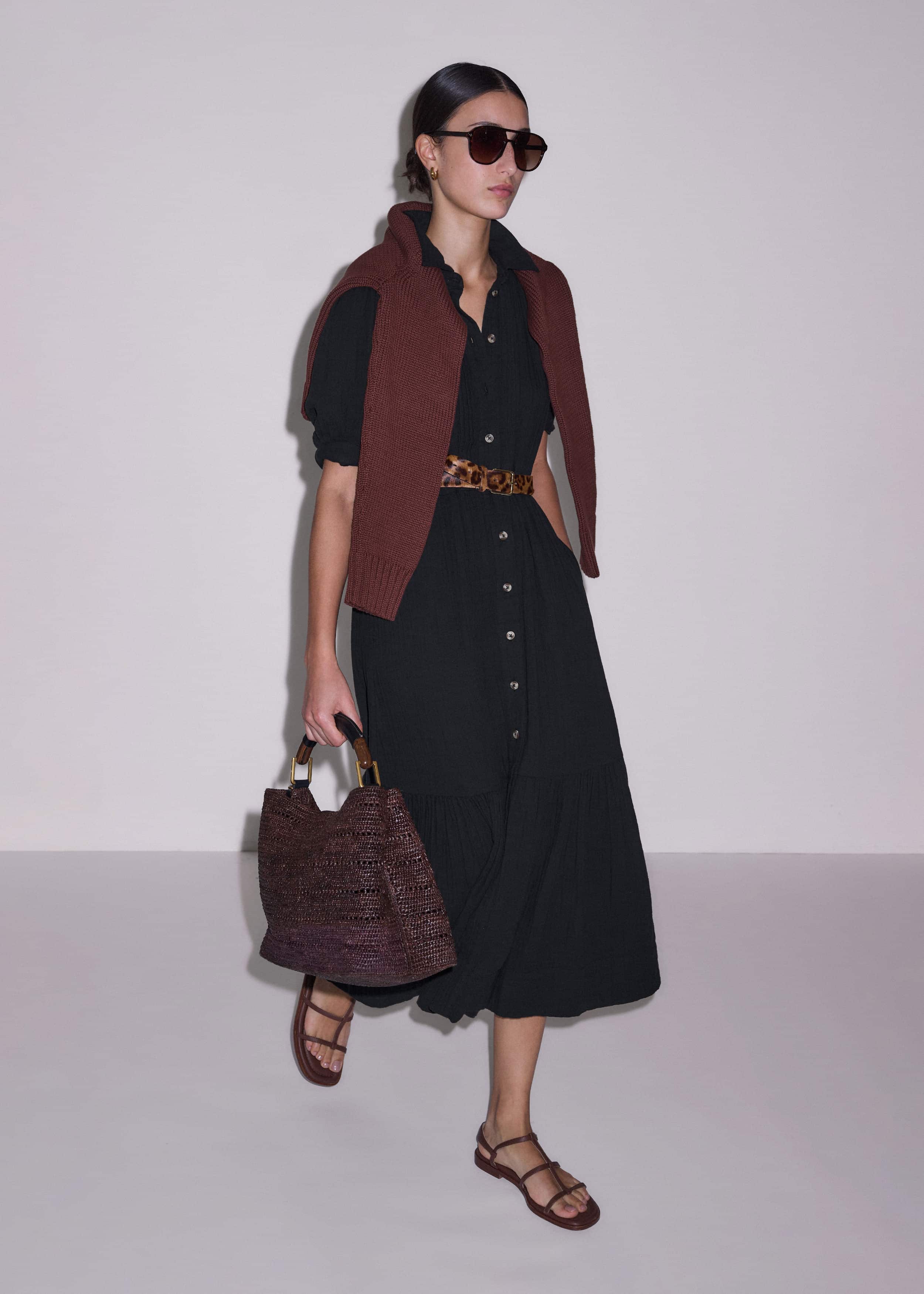 Black Cheesecloth Midi Shirt meandem