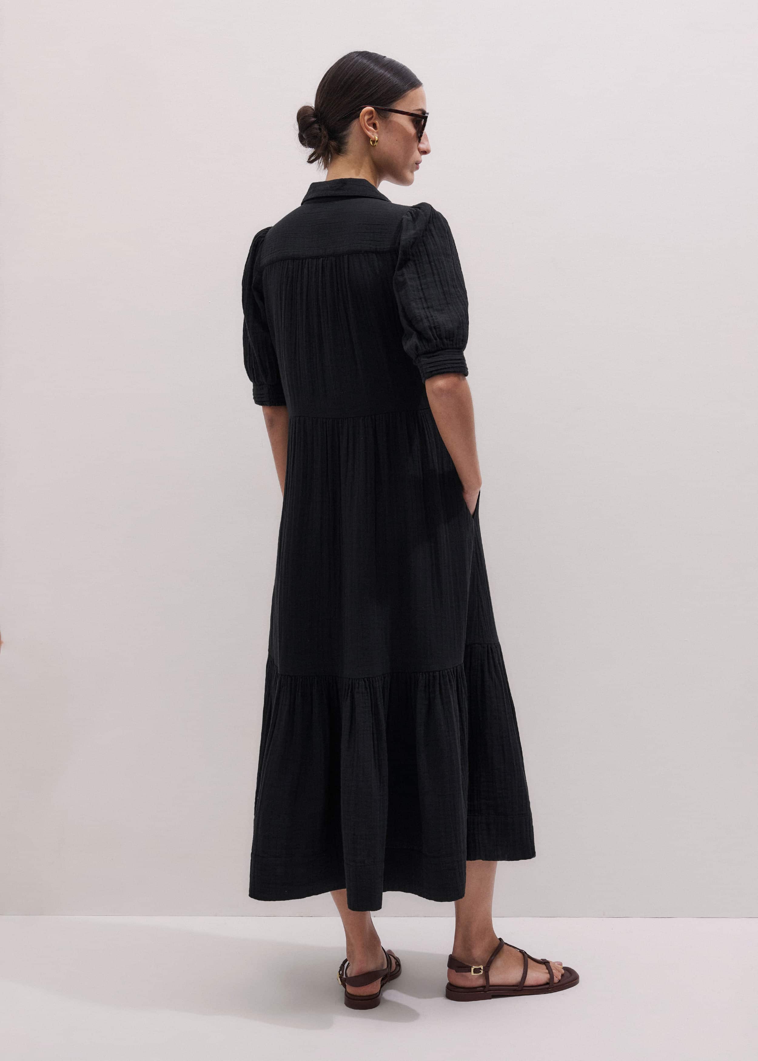 Black Cheesecloth Midi Shirt meandem