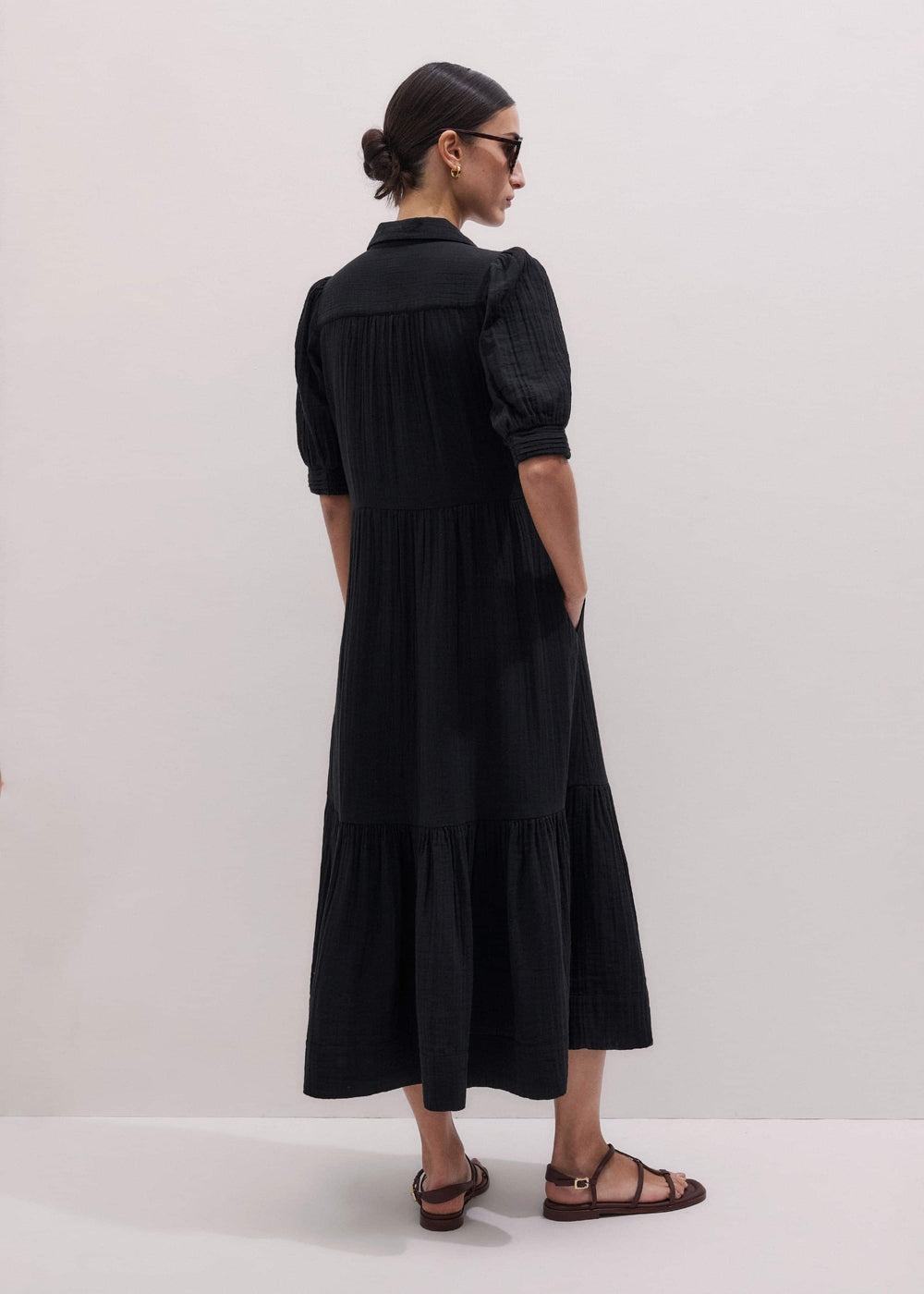 Black Cheesecloth Midi Shirt meandem