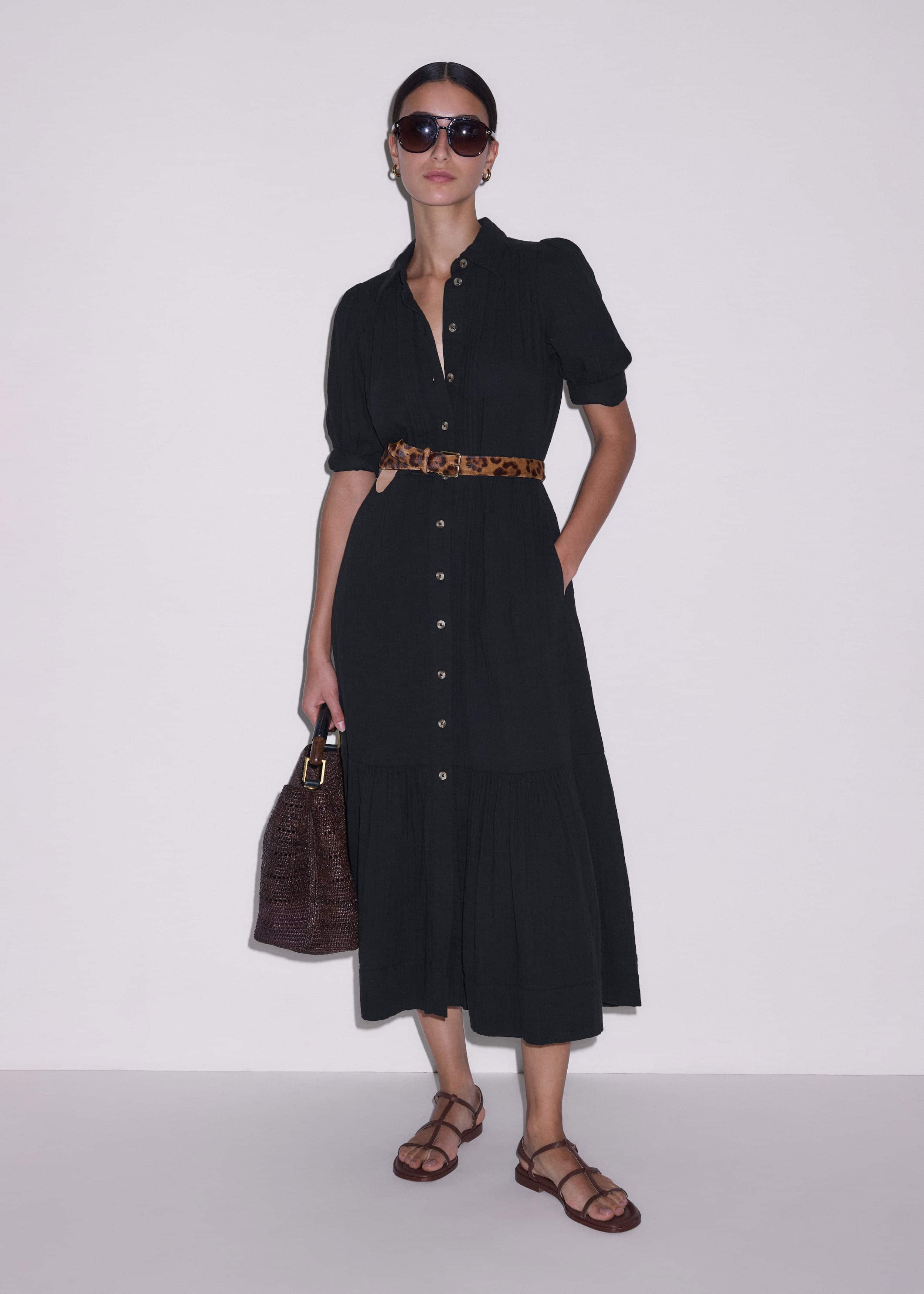 Black Cheesecloth Midi Shirt meandem
