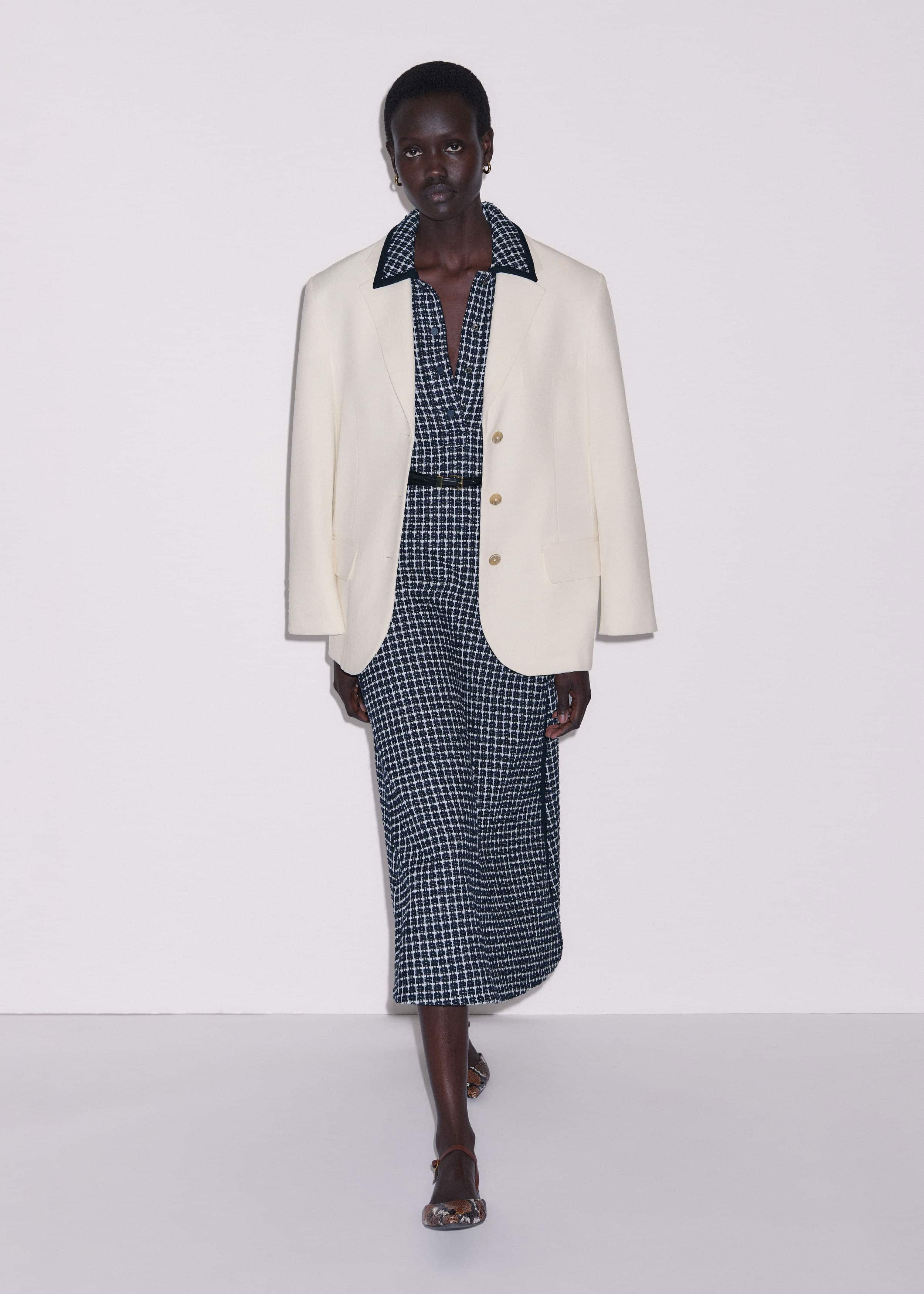 Navy Textured Midi Dress + Belt meandem