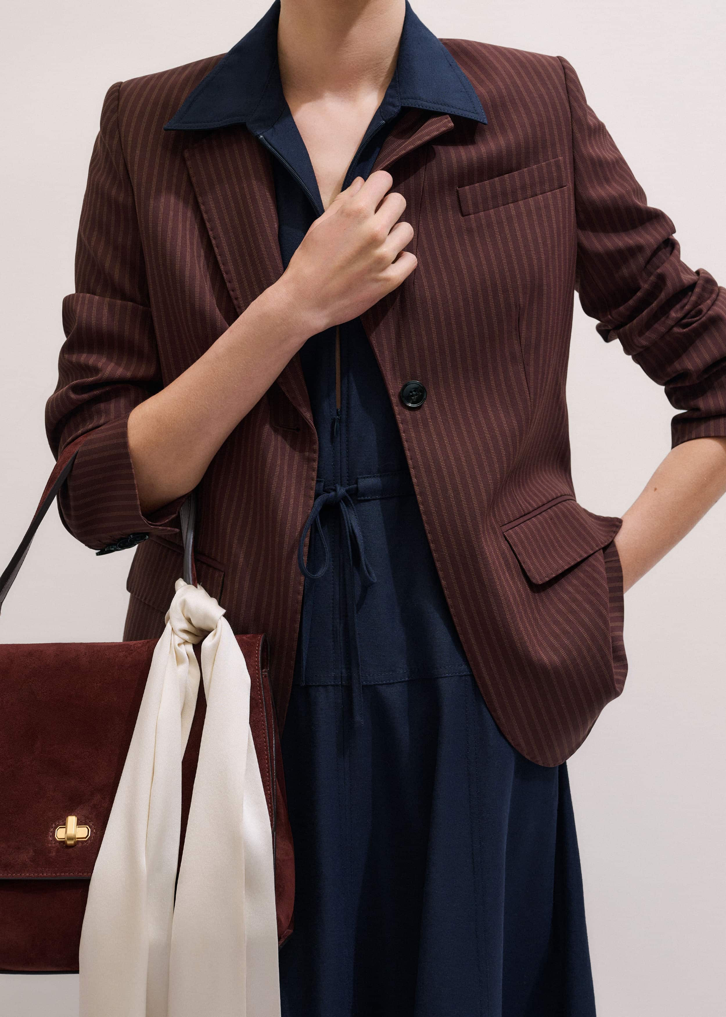 Navy Fit + Flare Shirt Midi Dress meandem