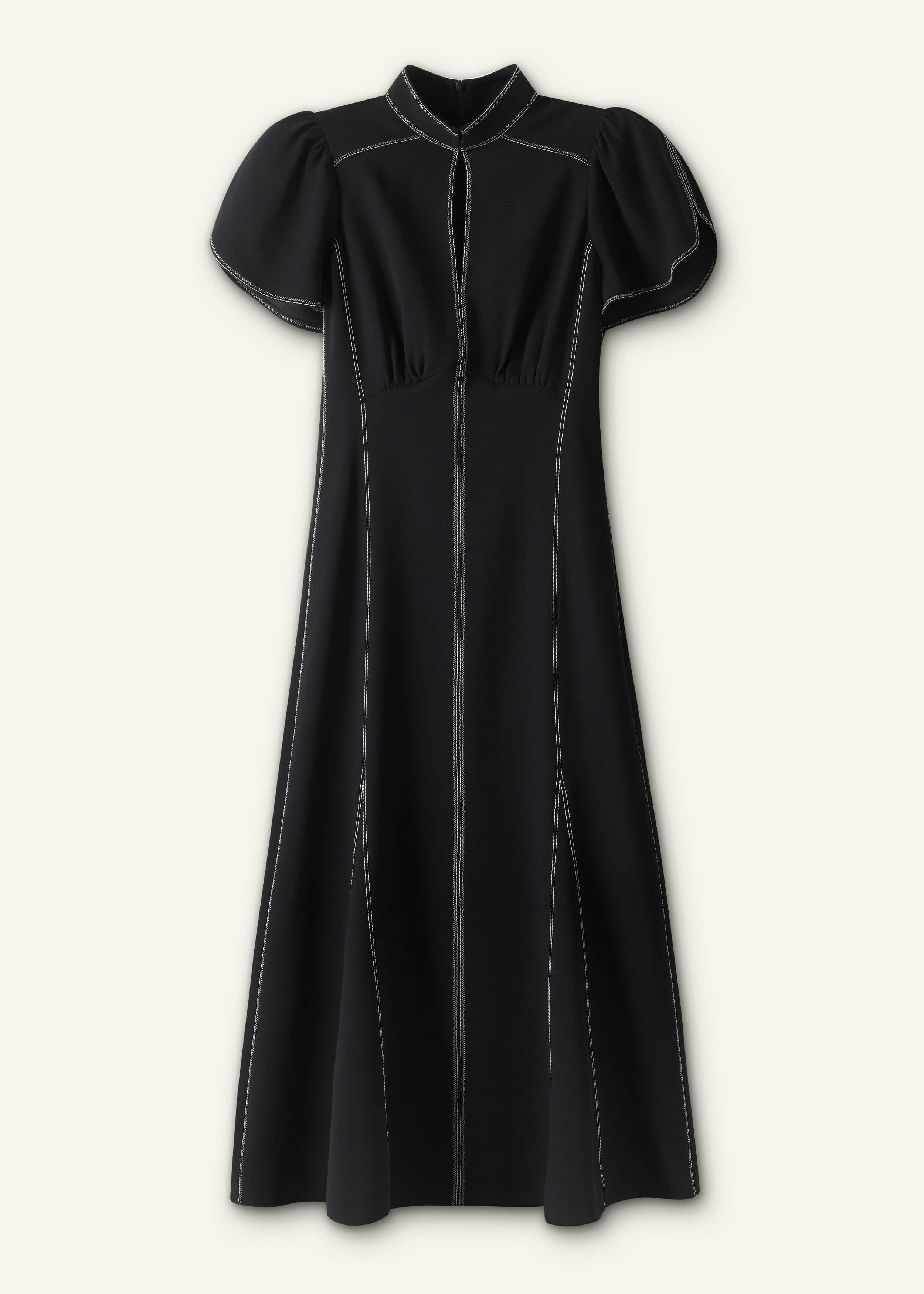Black Contrast Stitch Midi Dress meandem