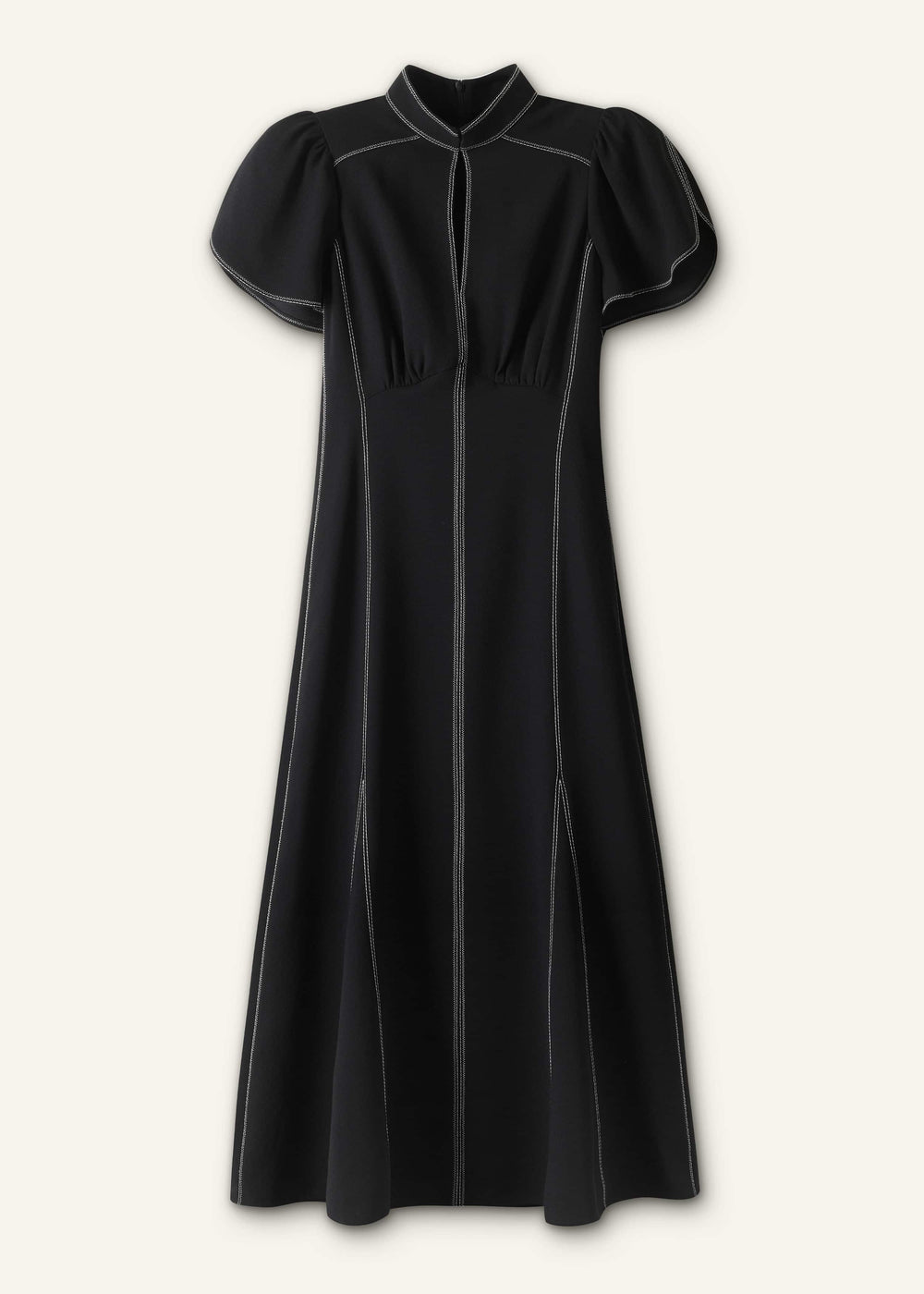 Black Contrast Stitch Midi Dress meandem