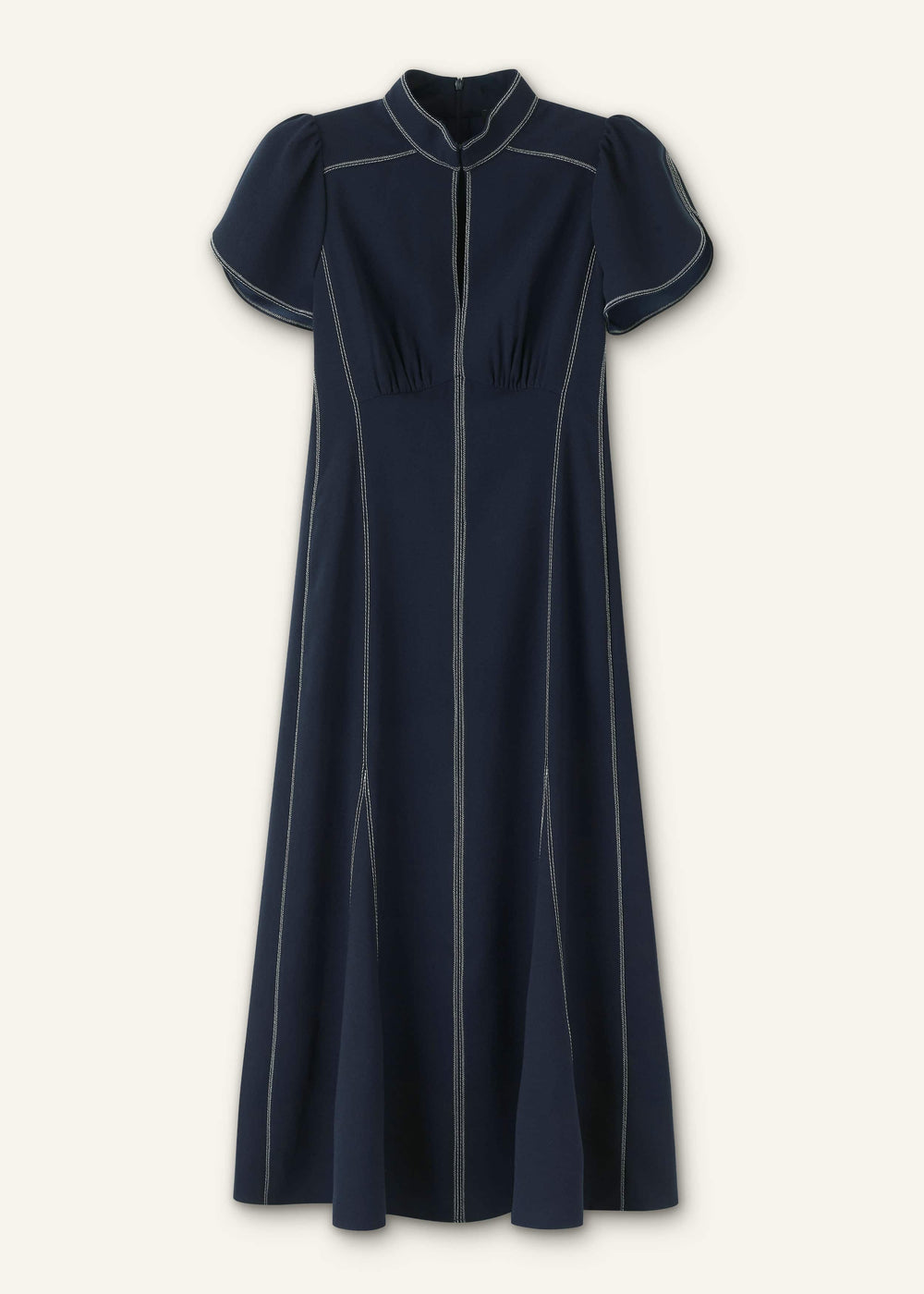 Navy Contrast Stitch Midi Dress meandem