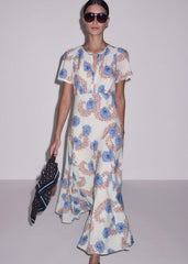 Cream Fit + Flare Maxi Dress meandem