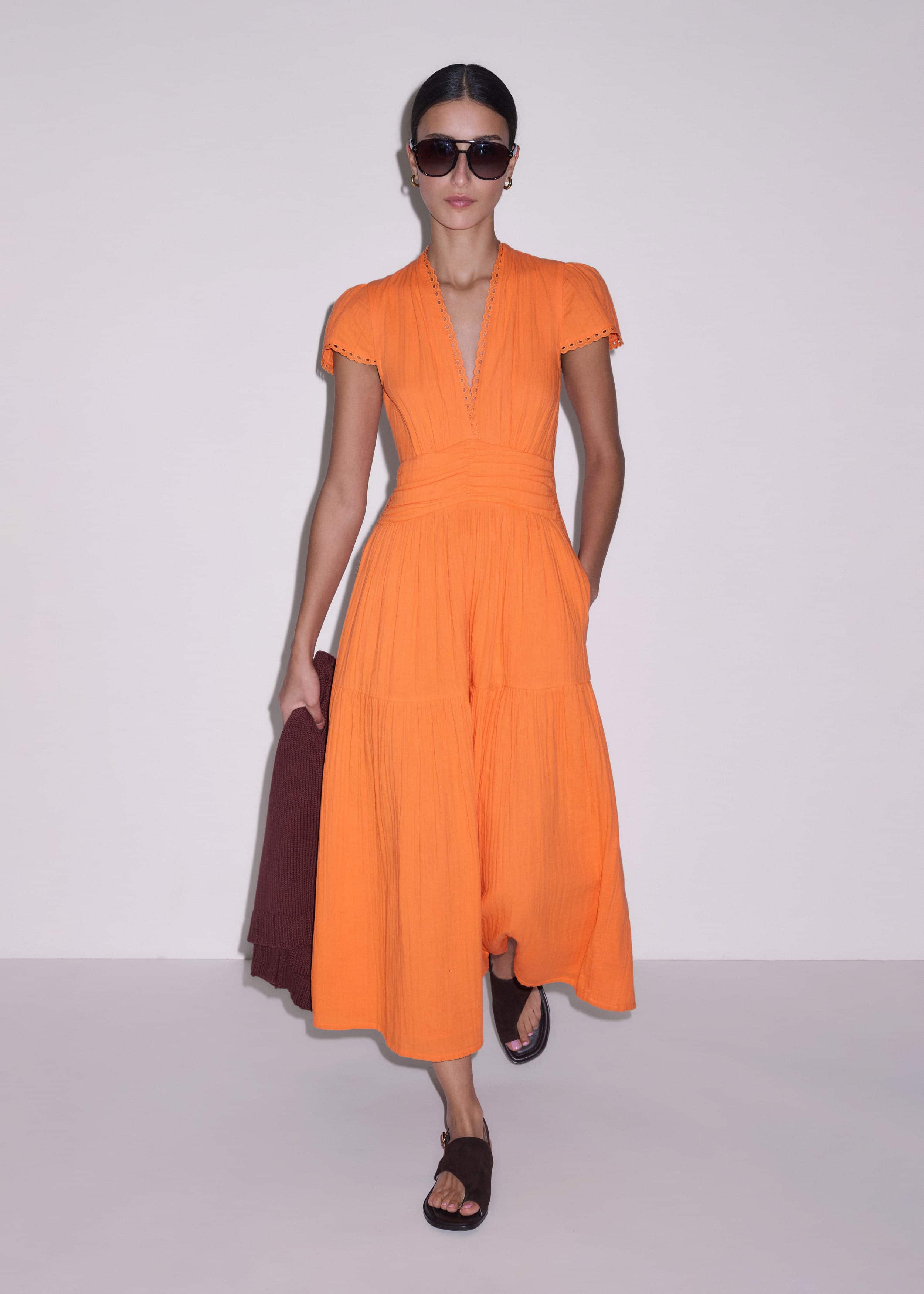 Orange Cheesecloth Fit + Flare Maxi Dress meandem