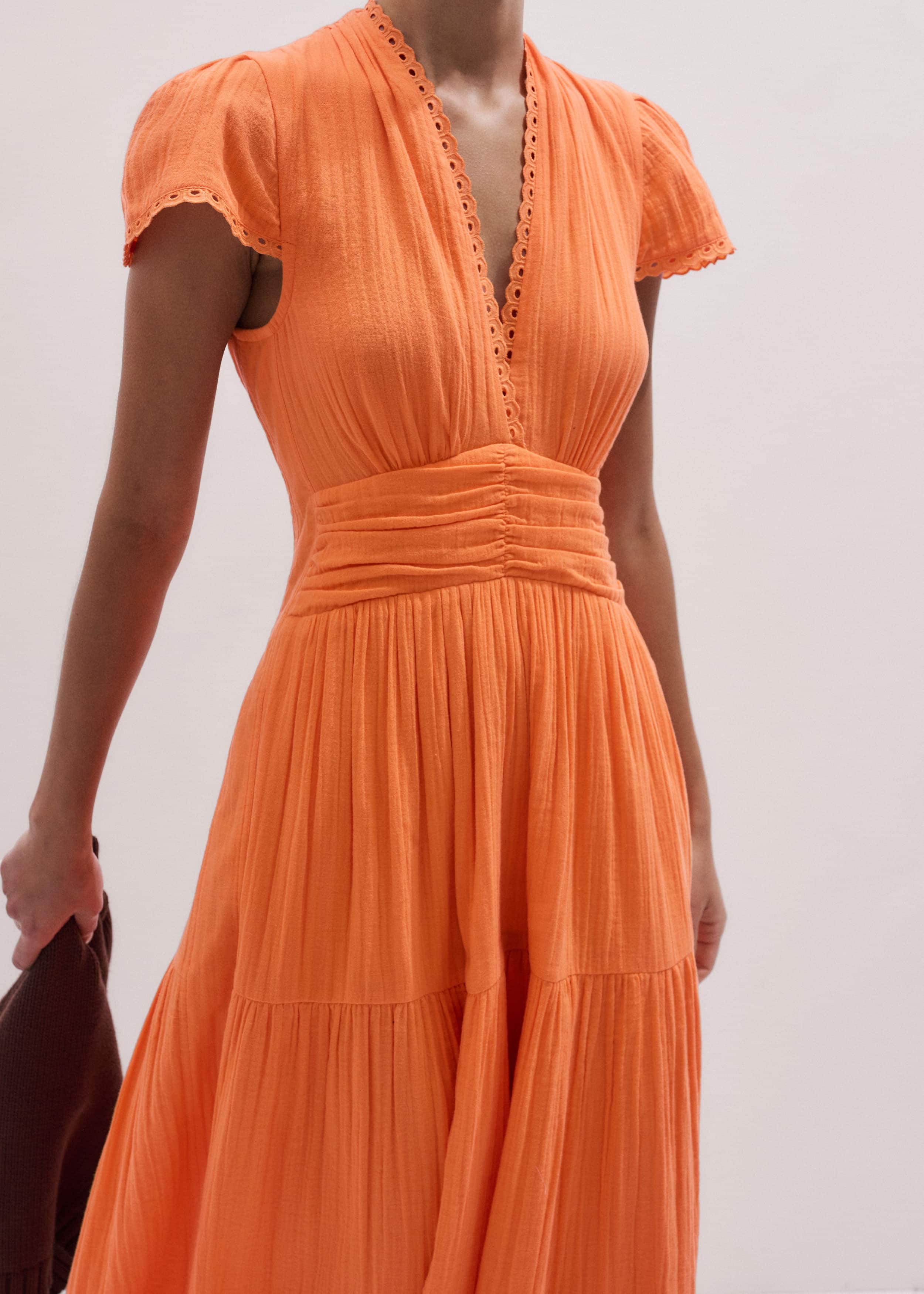 Orange Cheesecloth Fit + Flare Maxi Dress meandem