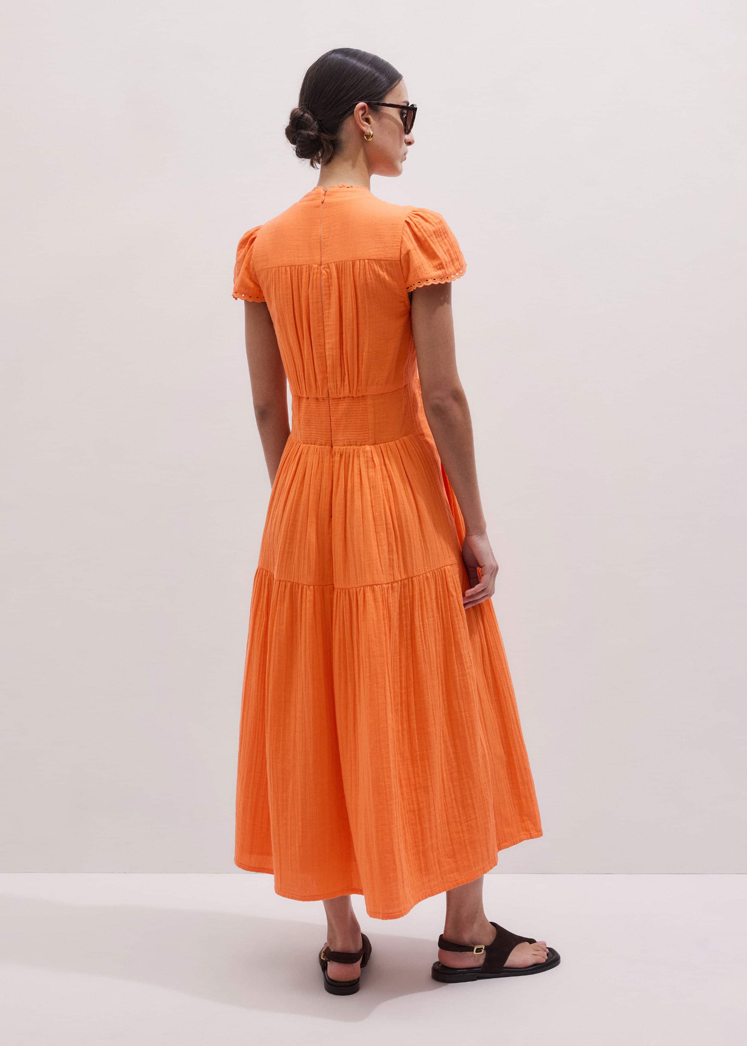 Orange Cheesecloth Fit + Flare Maxi Dress meandem