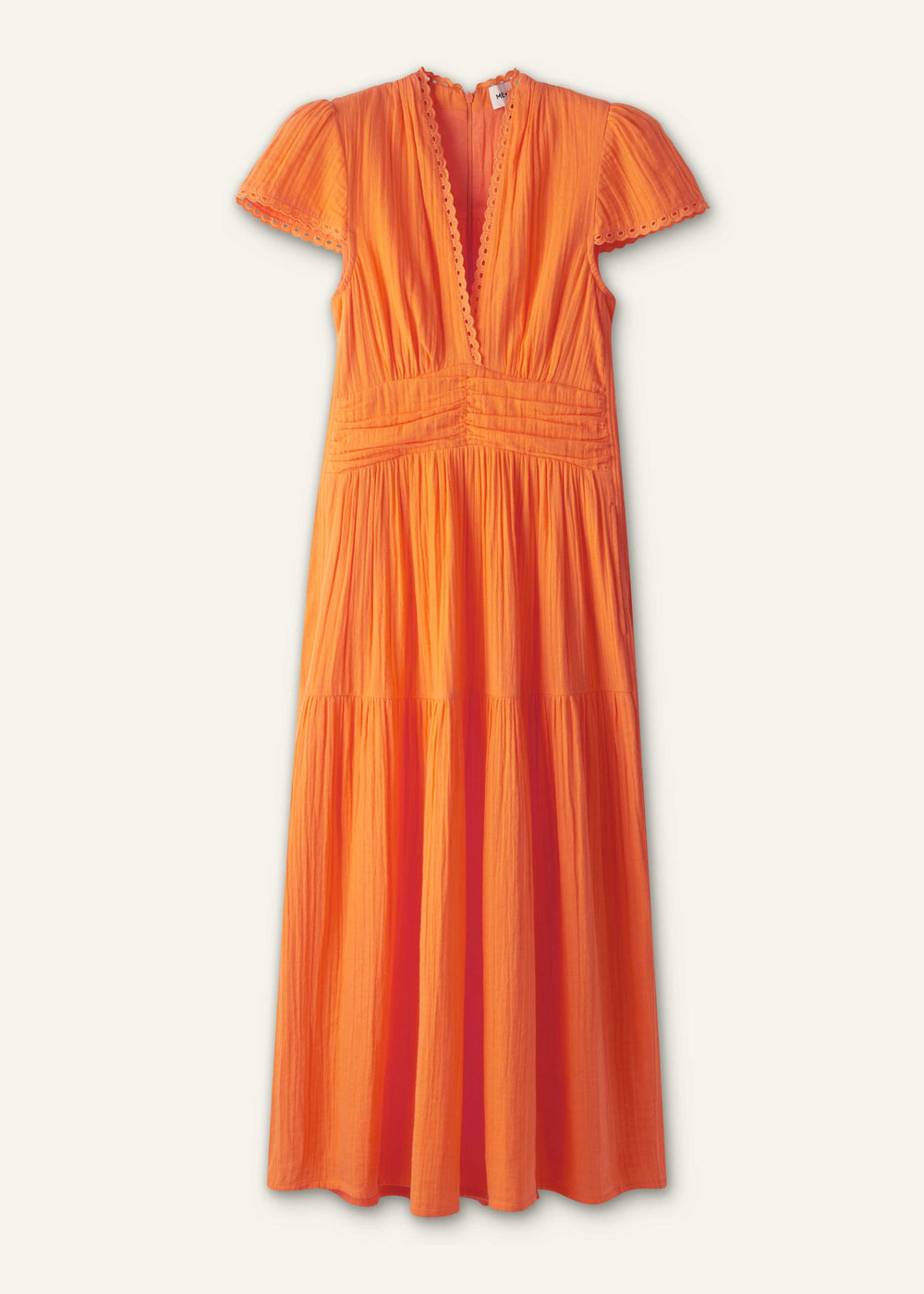 Orange Cheesecloth Fit + Flare Maxi Dress meandem