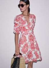 White Cheesecloth Fit + Flare Short Dress meandem