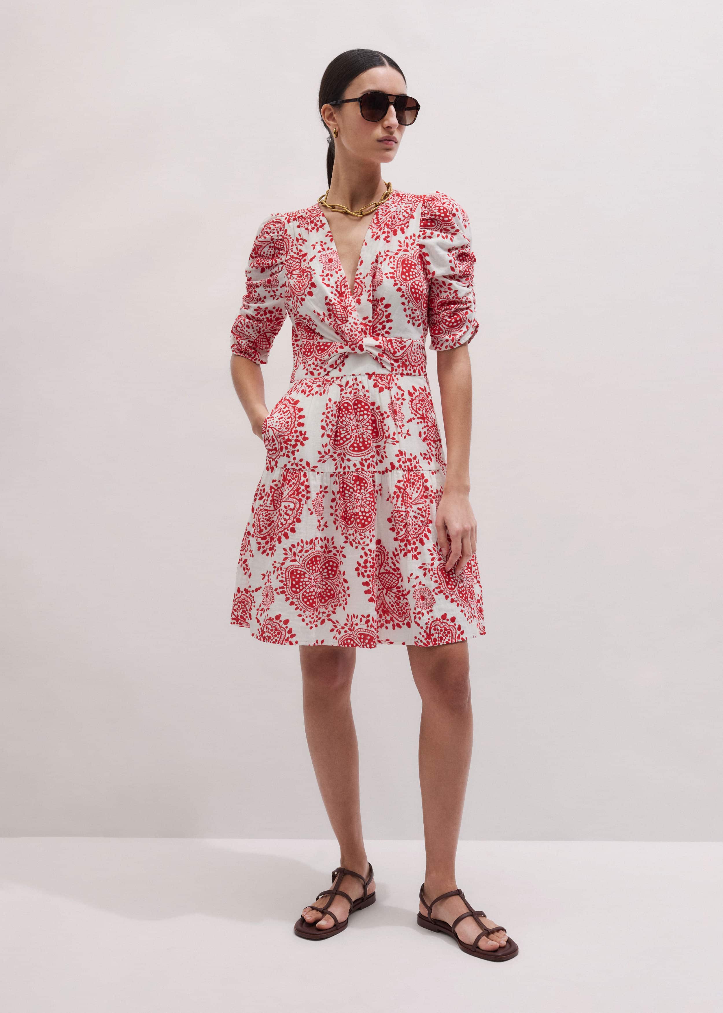 White Cheesecloth Fit + Flare Short Dress meandem