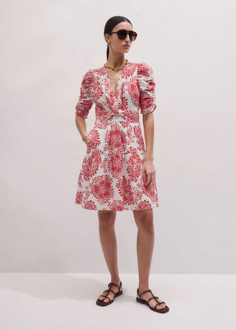 White Cheesecloth Fit + Flare Short Dress meandem