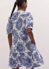 White Cheesecloth Short Swing Dress meandem