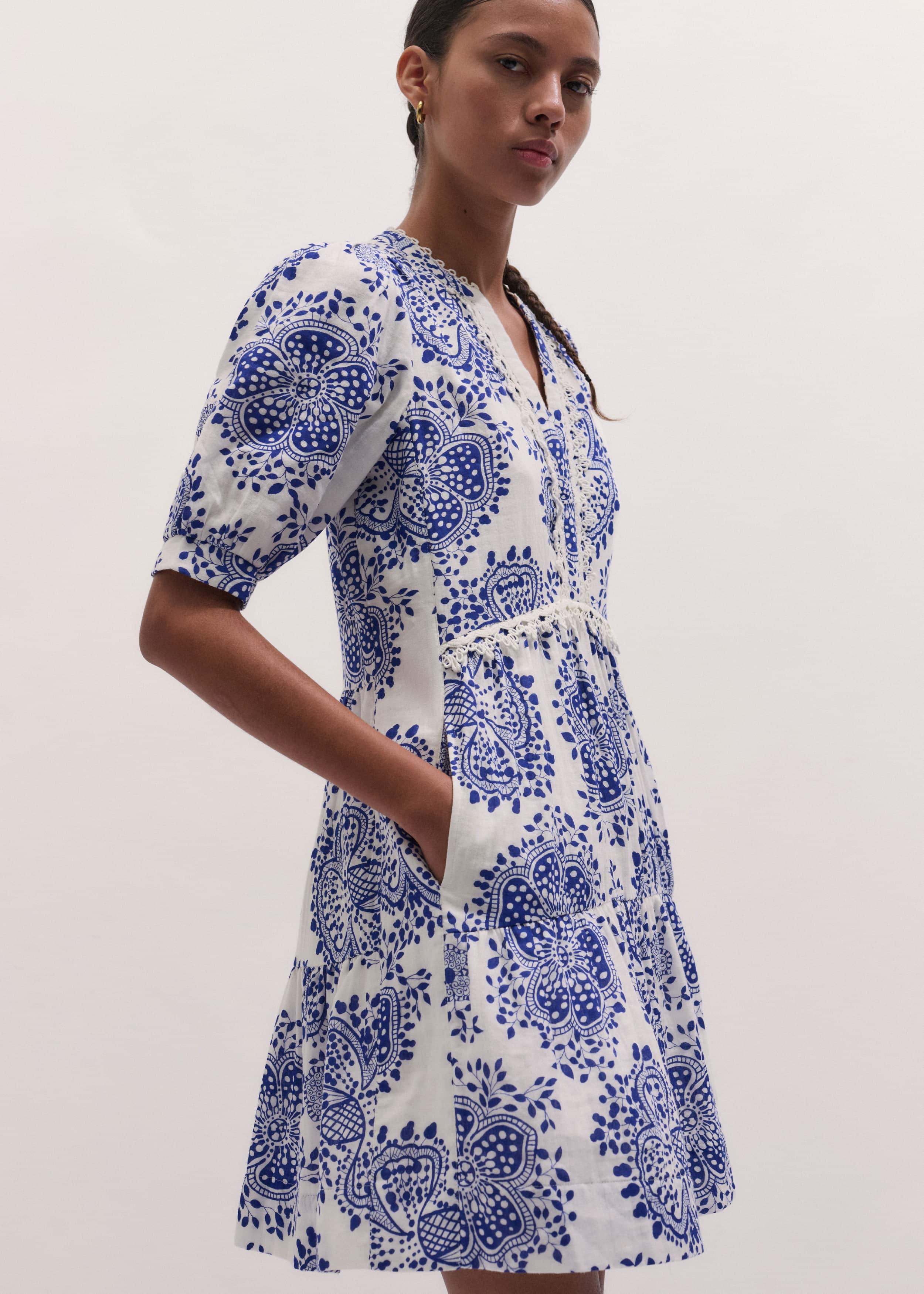 White Cheesecloth Short Swing Dress meandem