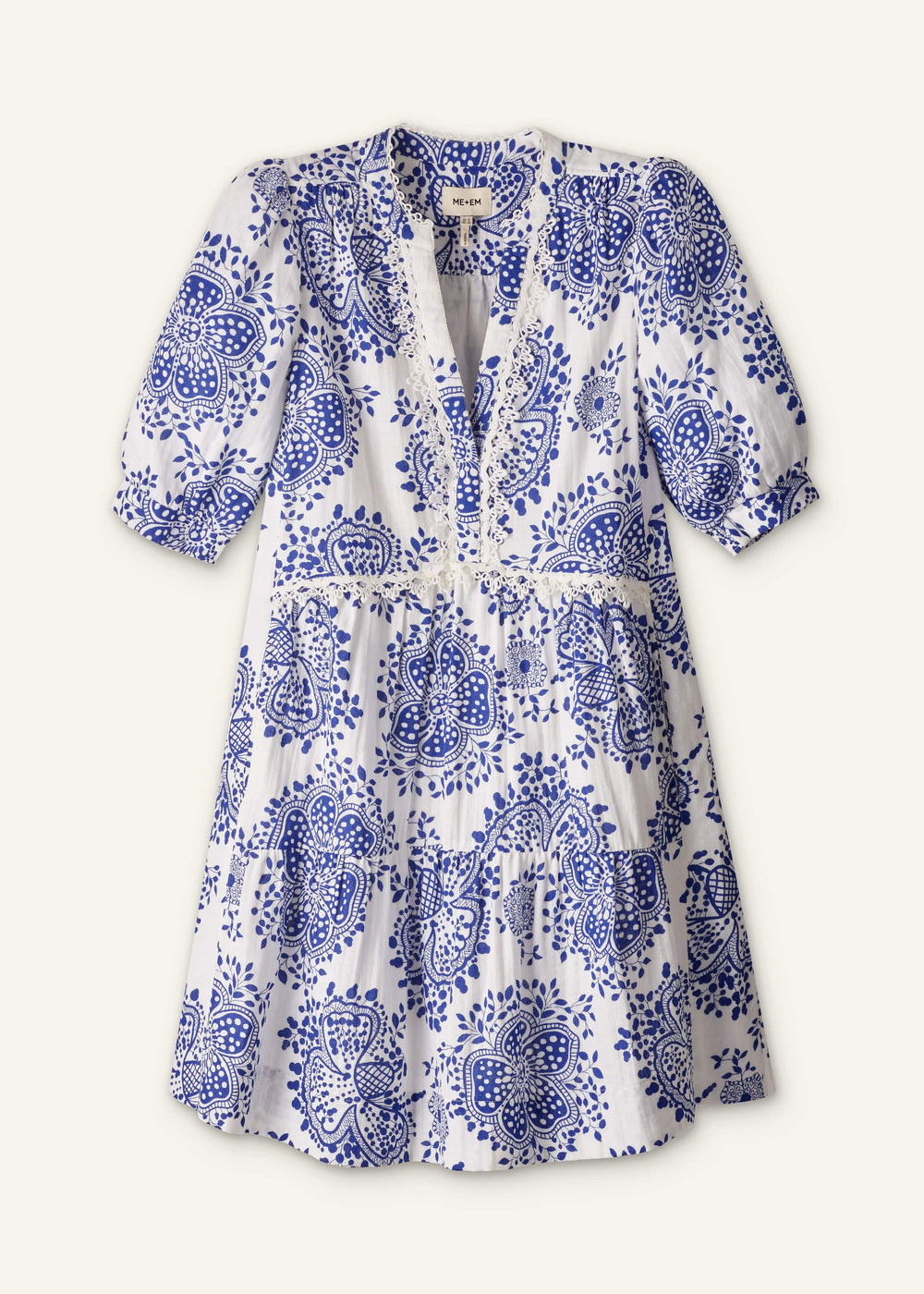 White Cheesecloth Short Swing Dress meandem