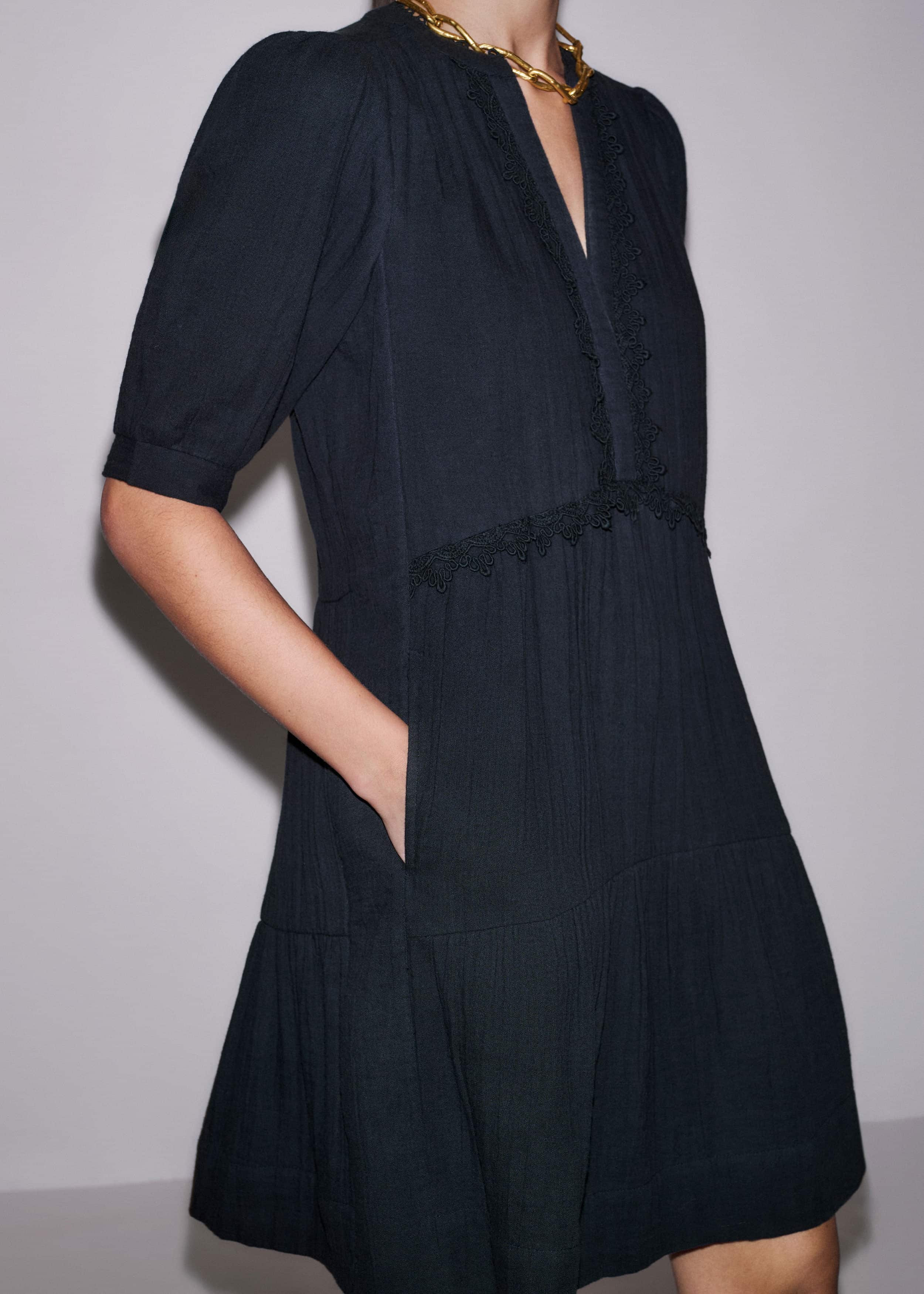 Navy Cheesecloth Short Swing Dress meandem