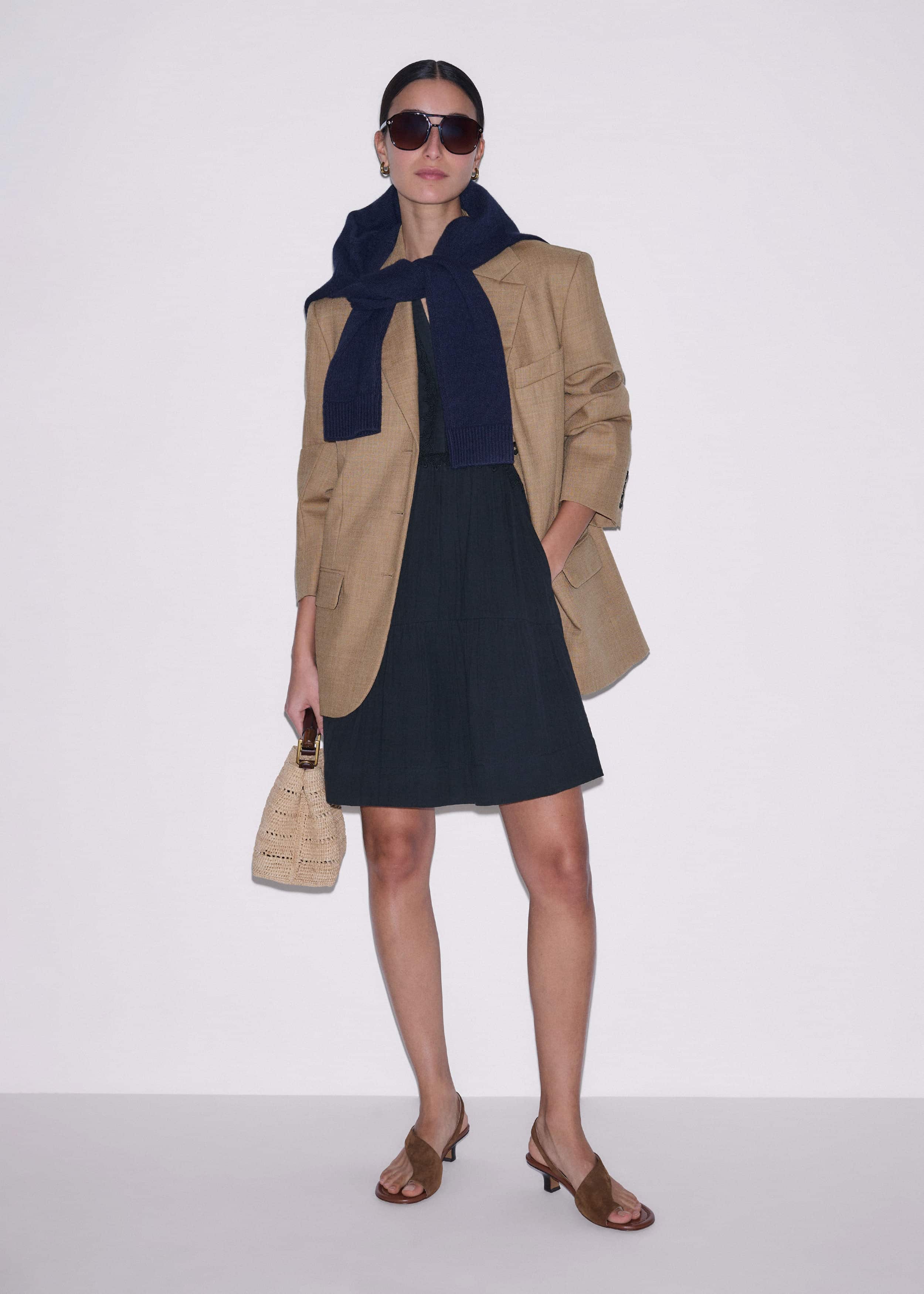 Navy Cheesecloth Short Swing Dress meandem