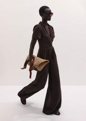 Brown Twisted Front Cheesecloth Jumpsuit meandem
