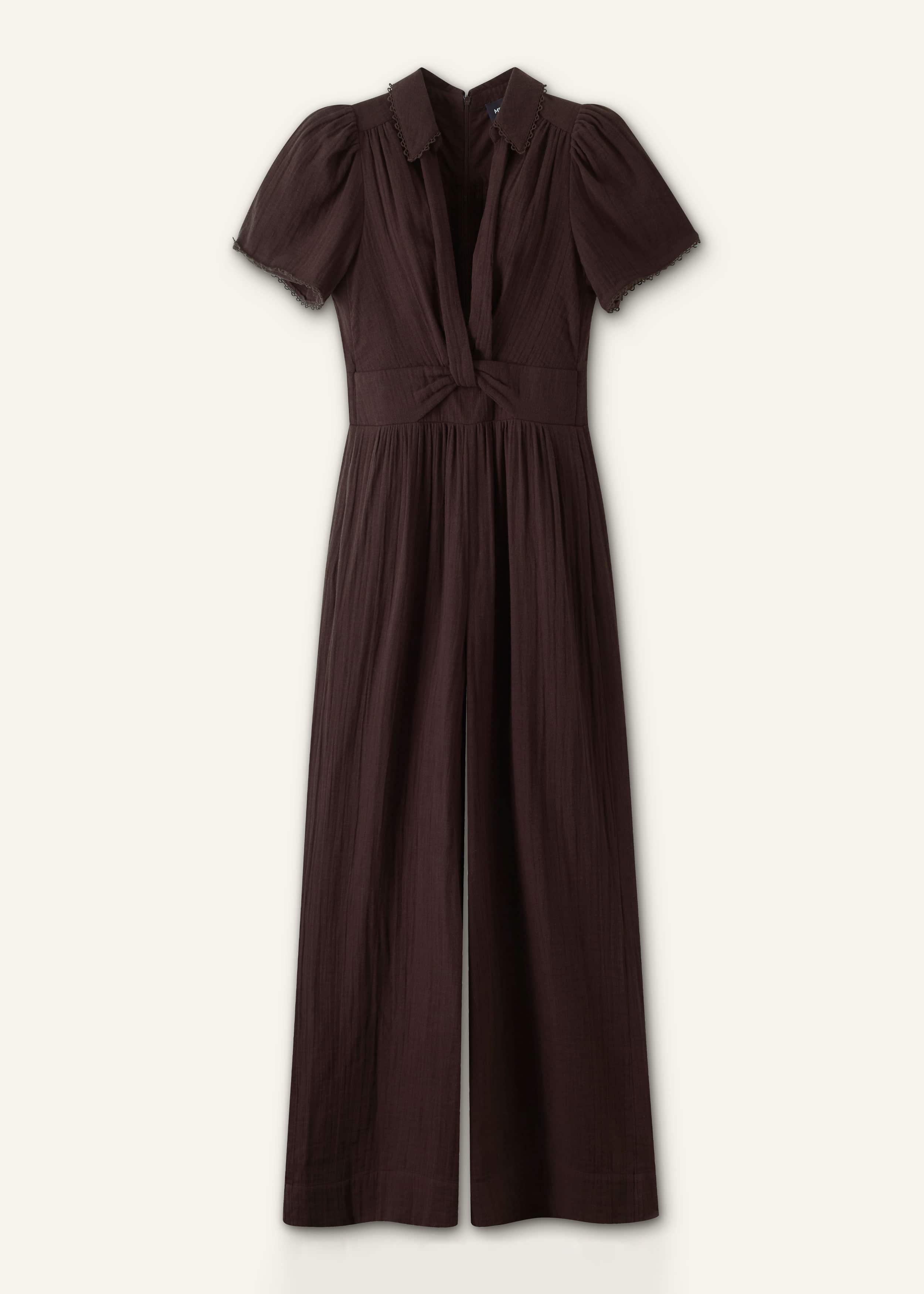 Brown Twisted Front Cheesecloth Jumpsuit meandem
