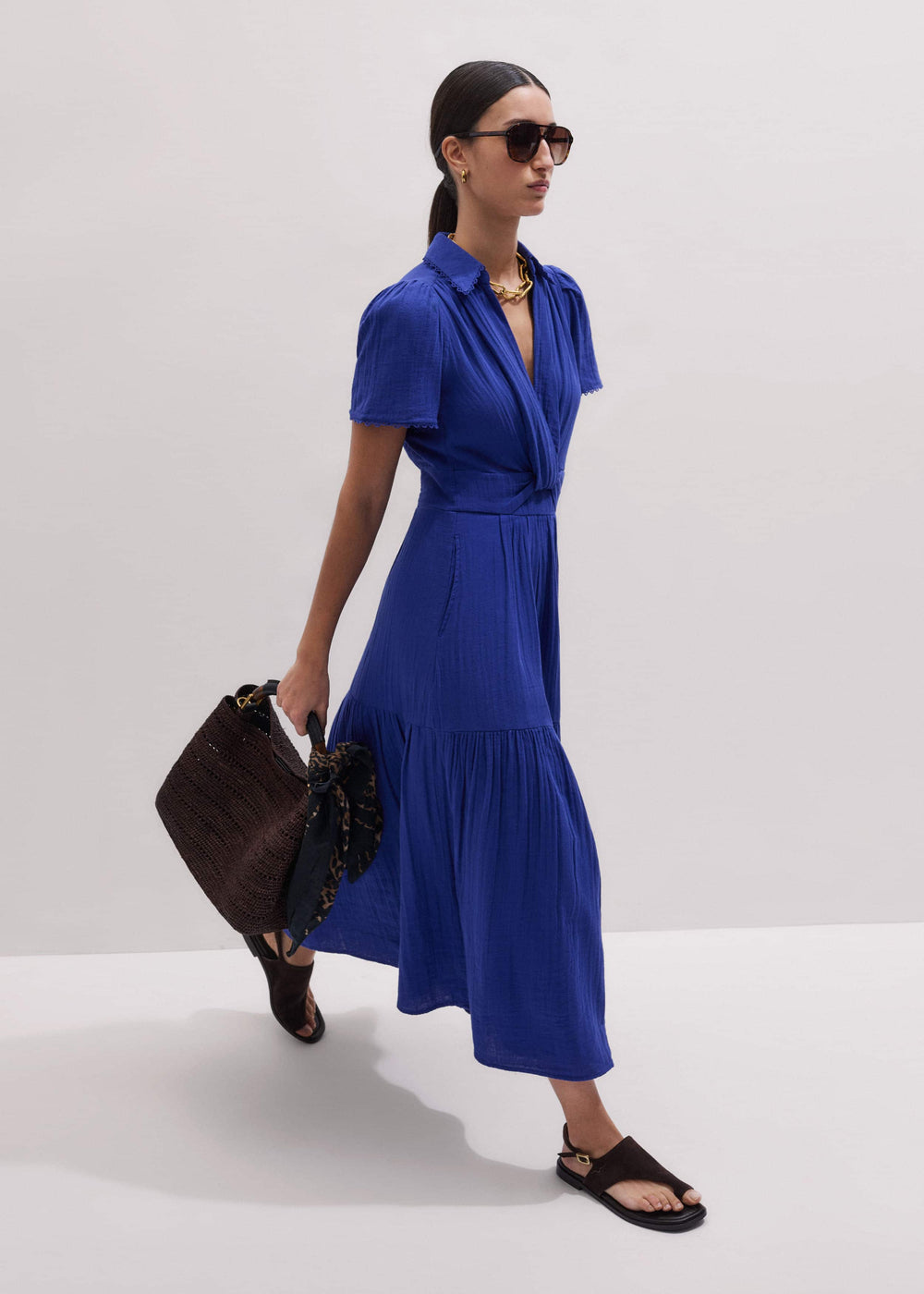 Blue Cheesecloth Fit + Flare Maxi Dress meandem