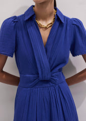 Blue Cheesecloth Fit + Flare Maxi Dress meandem