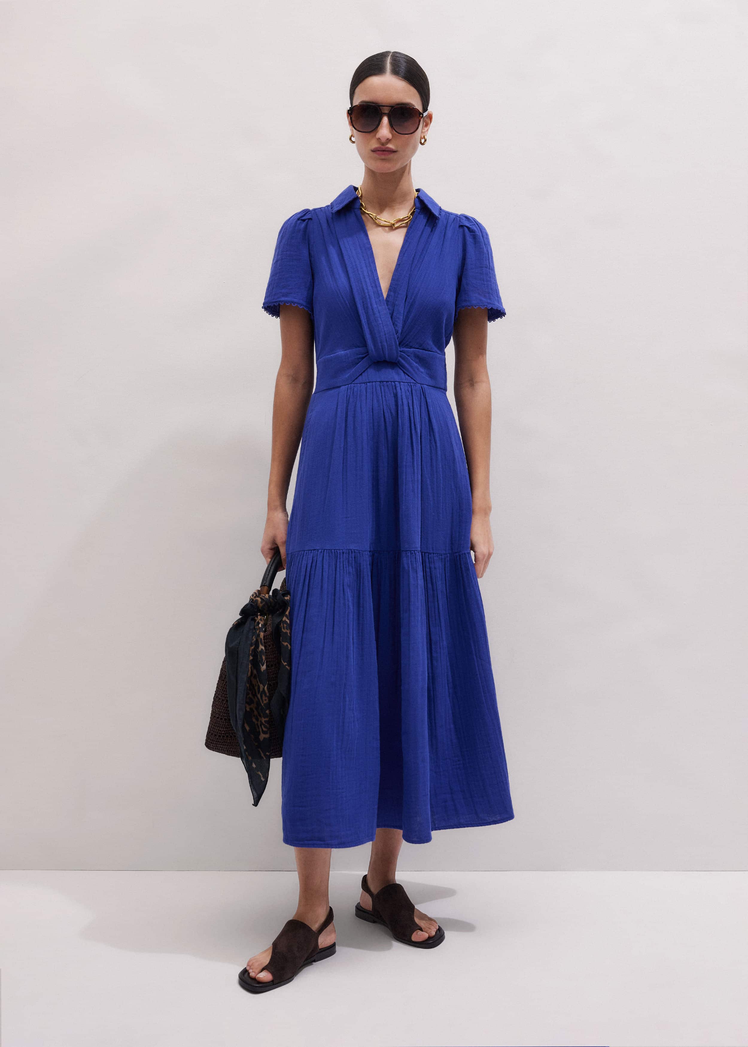 Blue Cheesecloth Fit + Flare Maxi Dress meandem