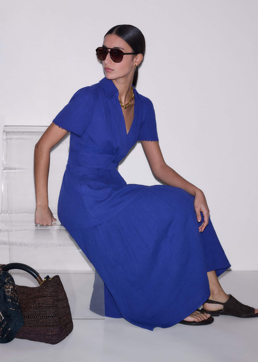 Blue Cheesecloth Fit + Flare Maxi Dress meandem