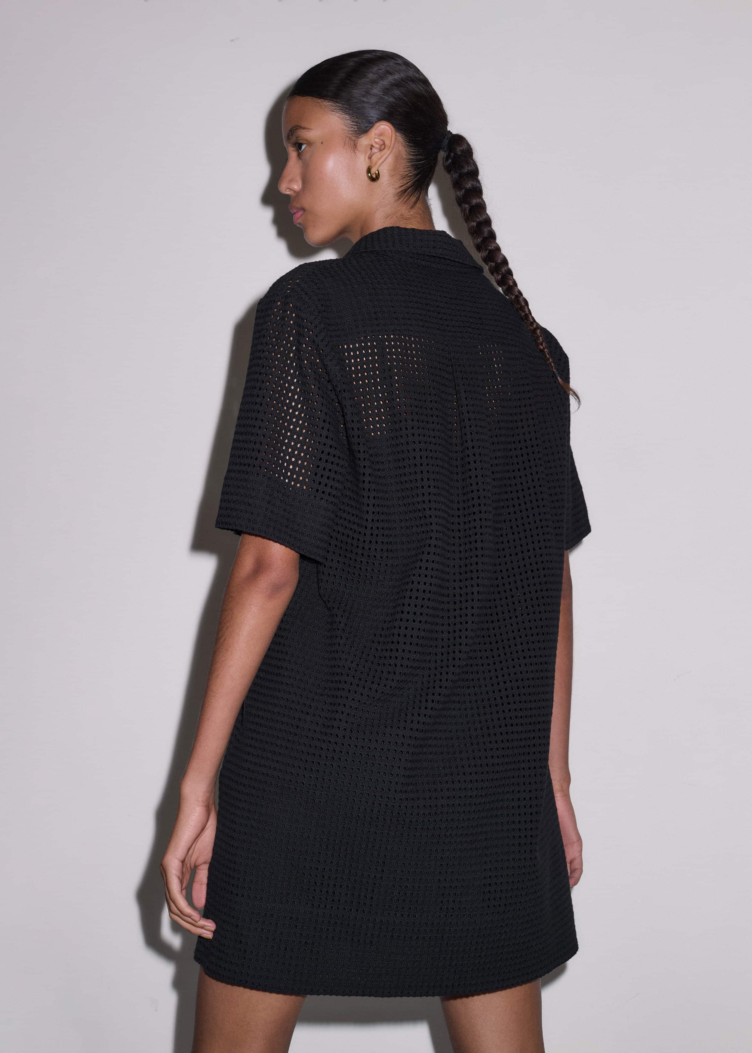 Black Broderie Anglaise Short Dress meandem