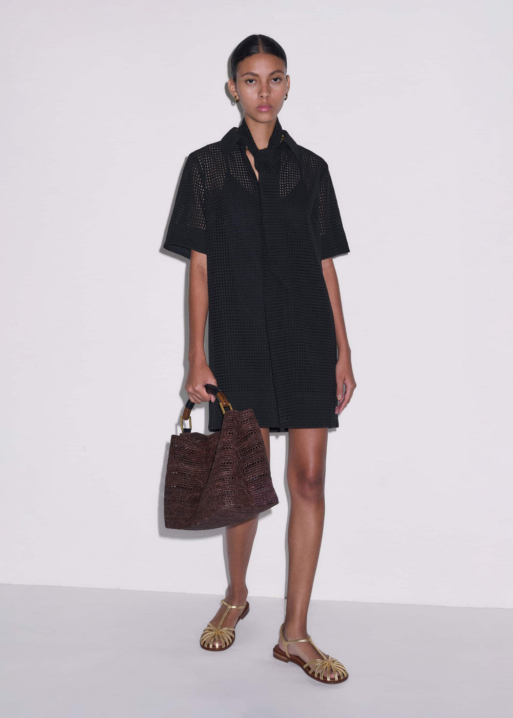 Black Broderie Anglaise Short Dress meandem