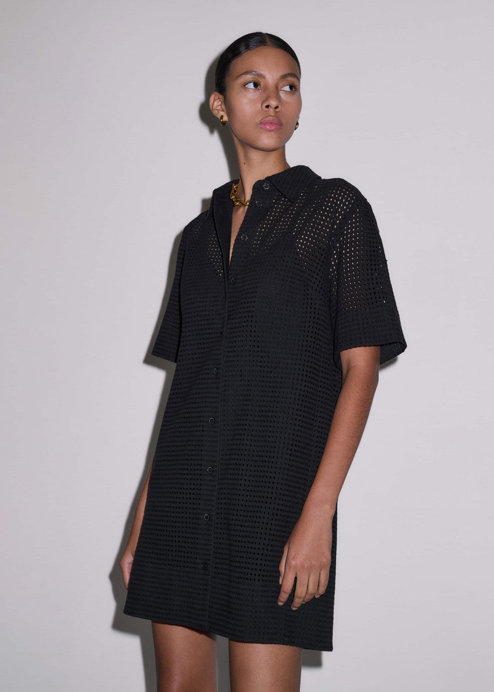 Black Broderie Anglaise Short Dress meandem