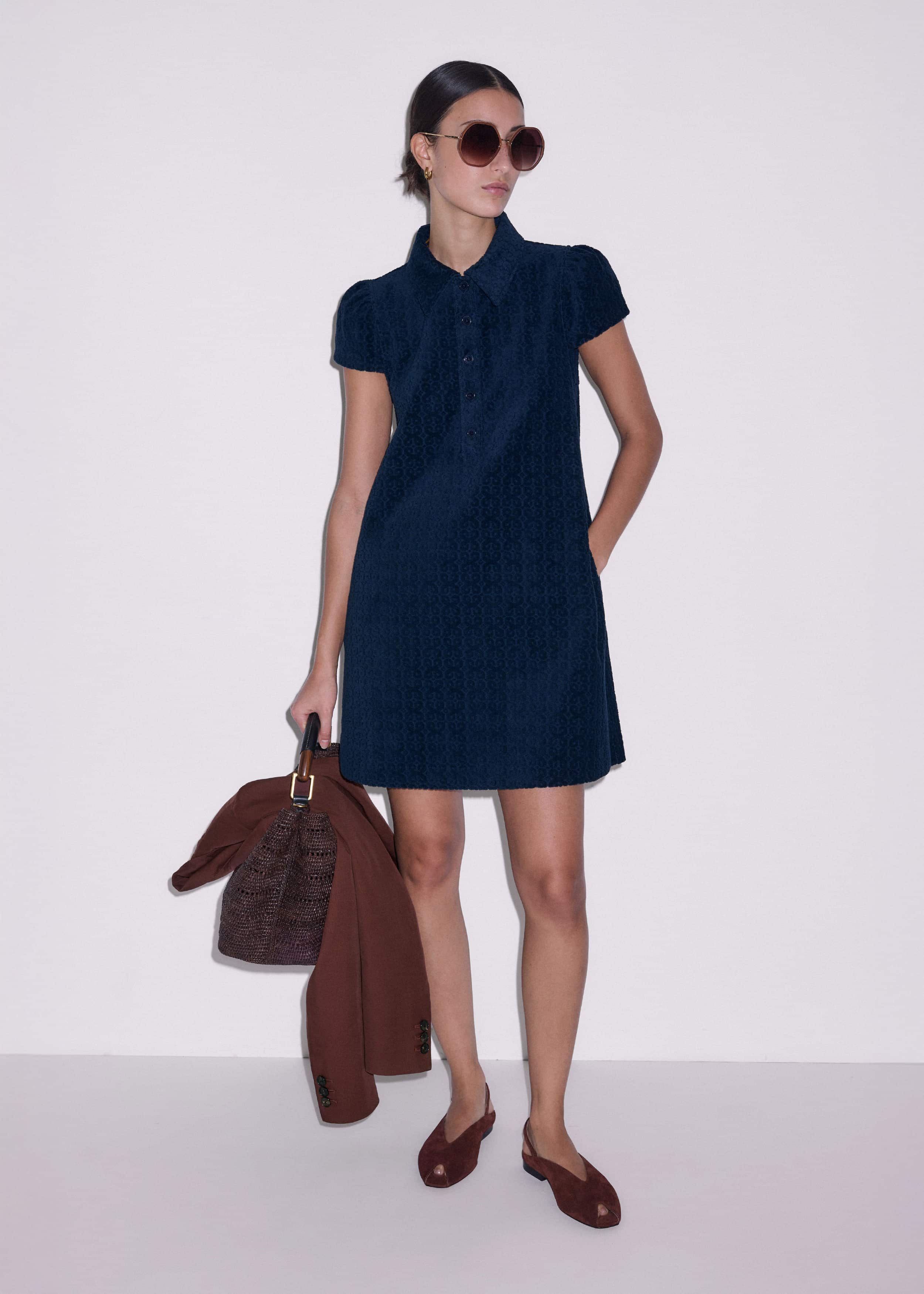 Navy Mini Swing Dress meandem