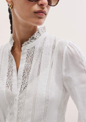 White Lace Trim Short Dress meandem