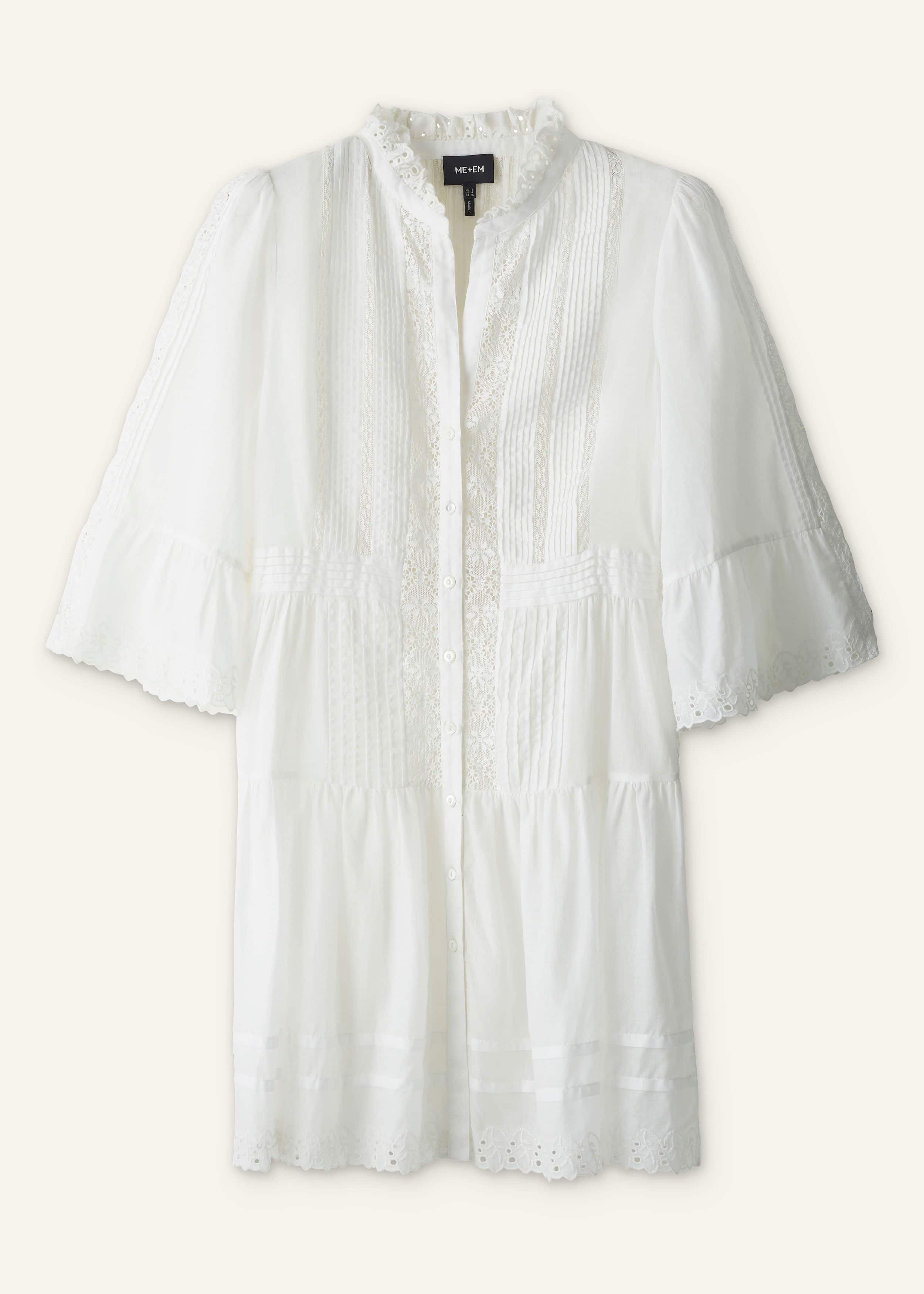 White Lace Trim Short Dress meandem