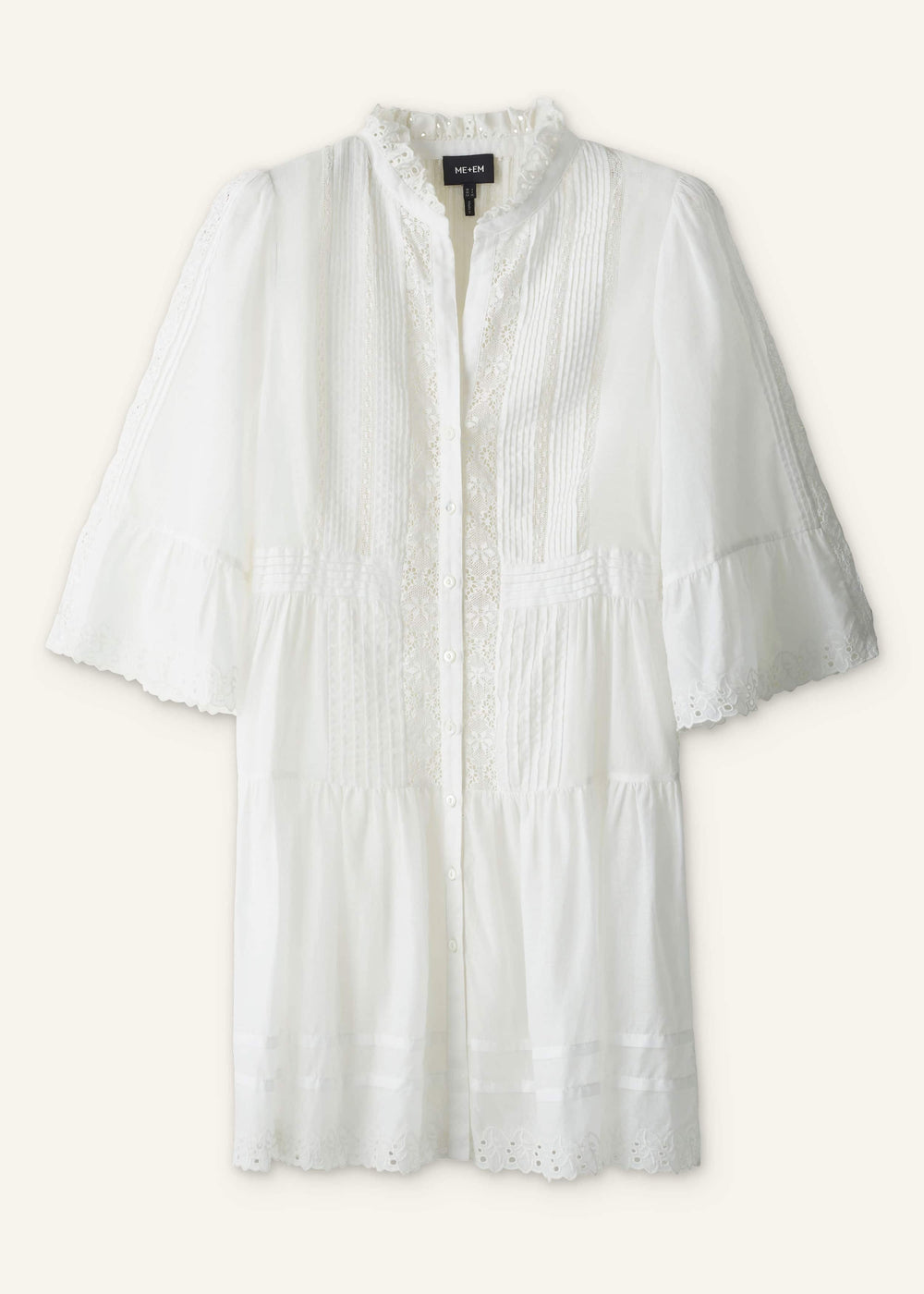 White Lace Trim Short Dress meandem