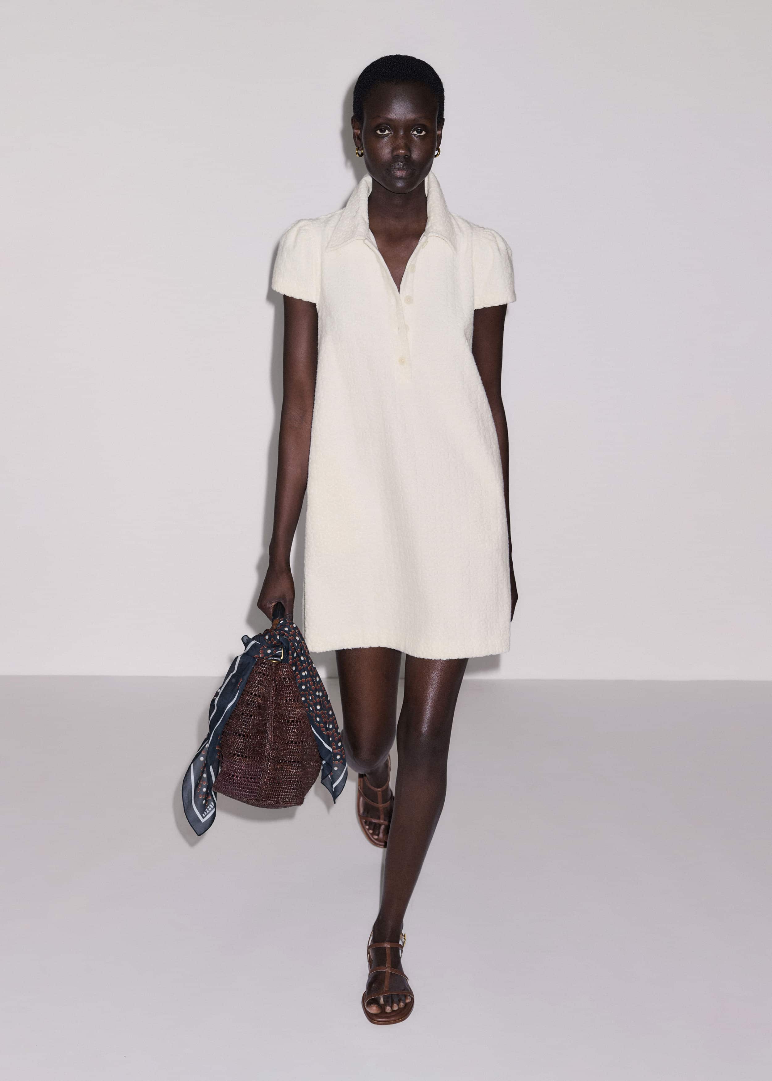 Cream Jacquard Short Swing Dress meandem
