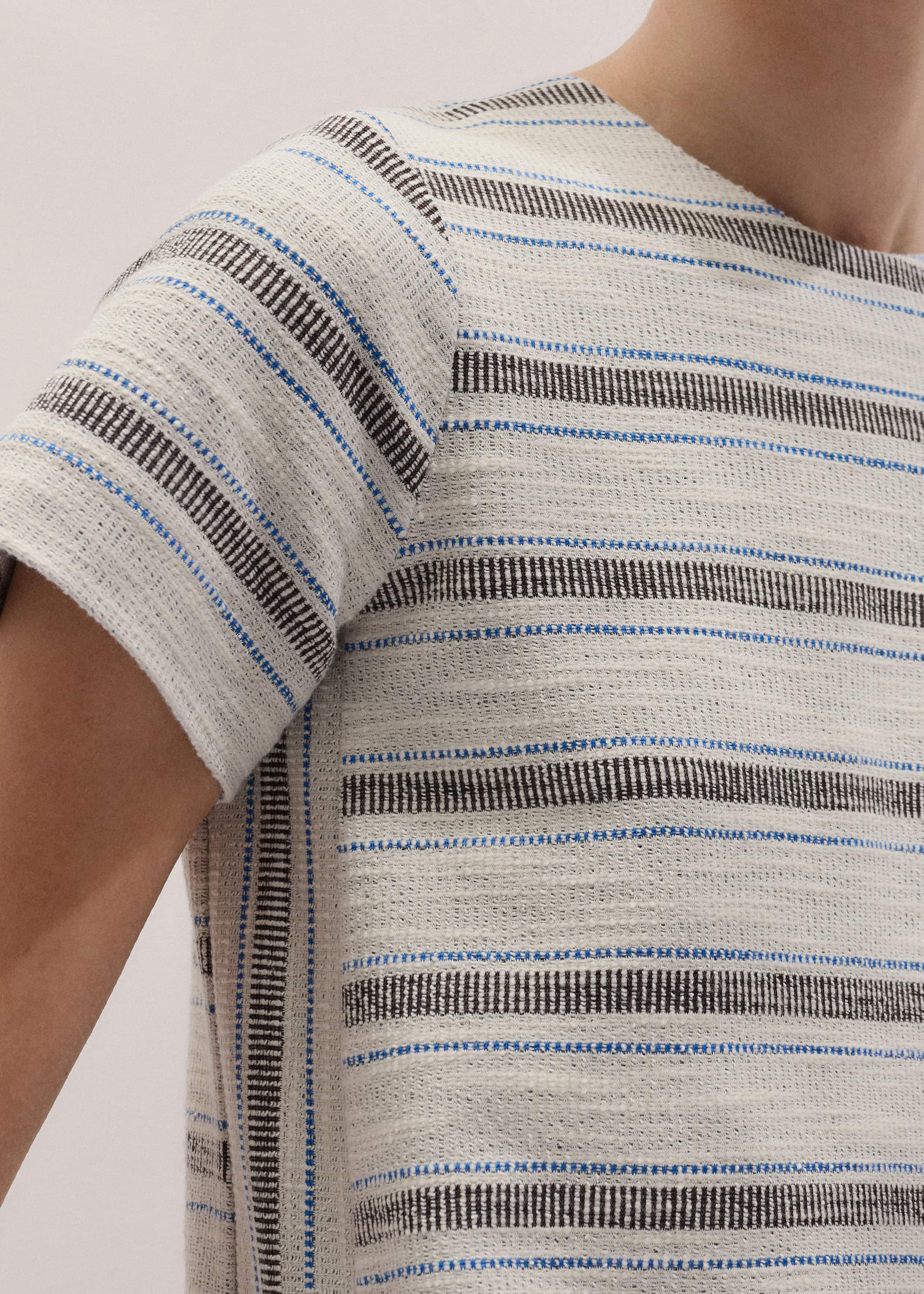 Cream Striped A-Line Mini Dress meandem