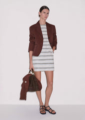 Cream Striped A-Line Mini Dress meandem