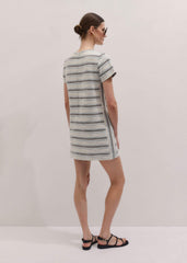 Cream Striped A-Line Mini Dress meandem