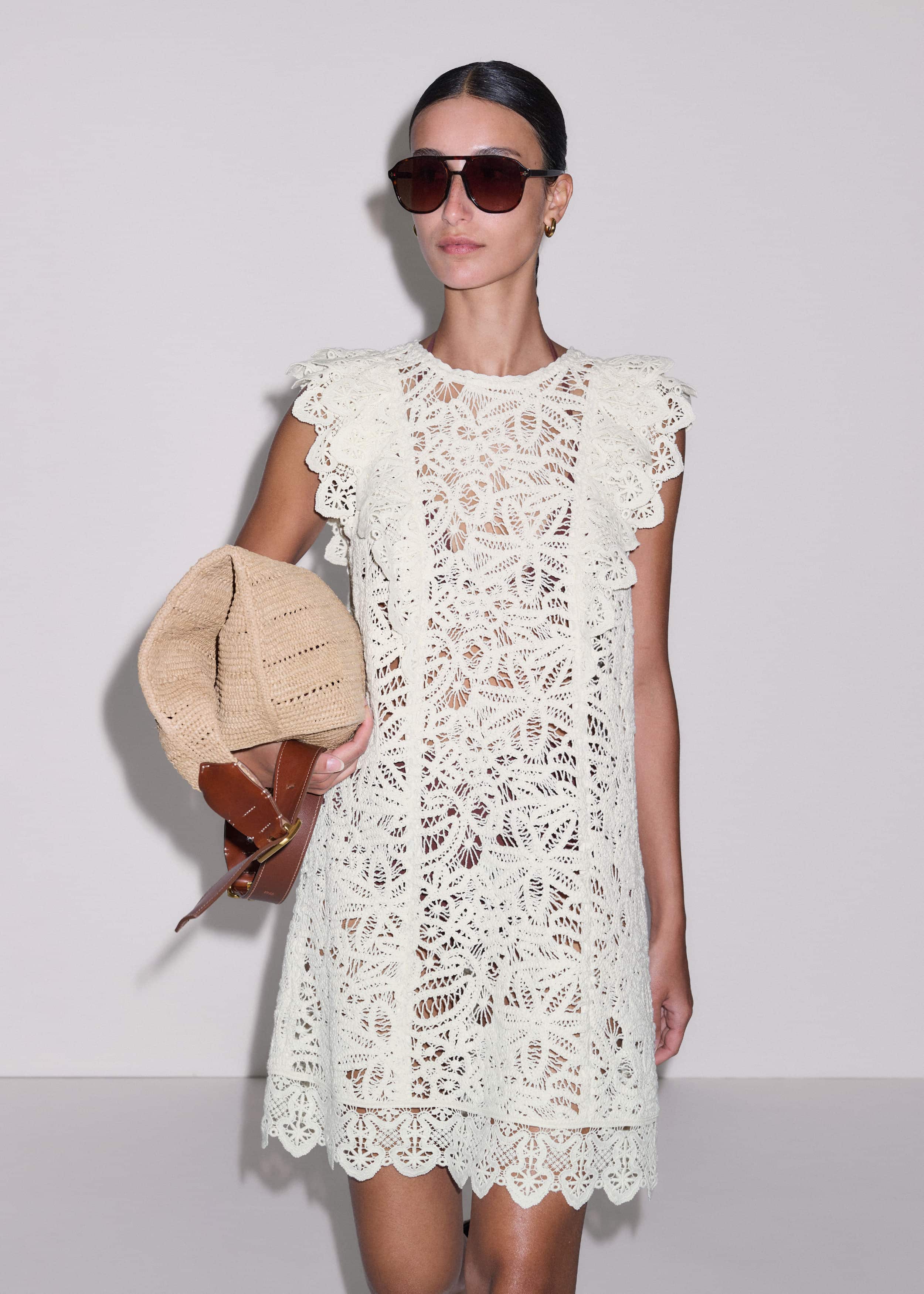 Cream Lace Layer Mini Dress meandem