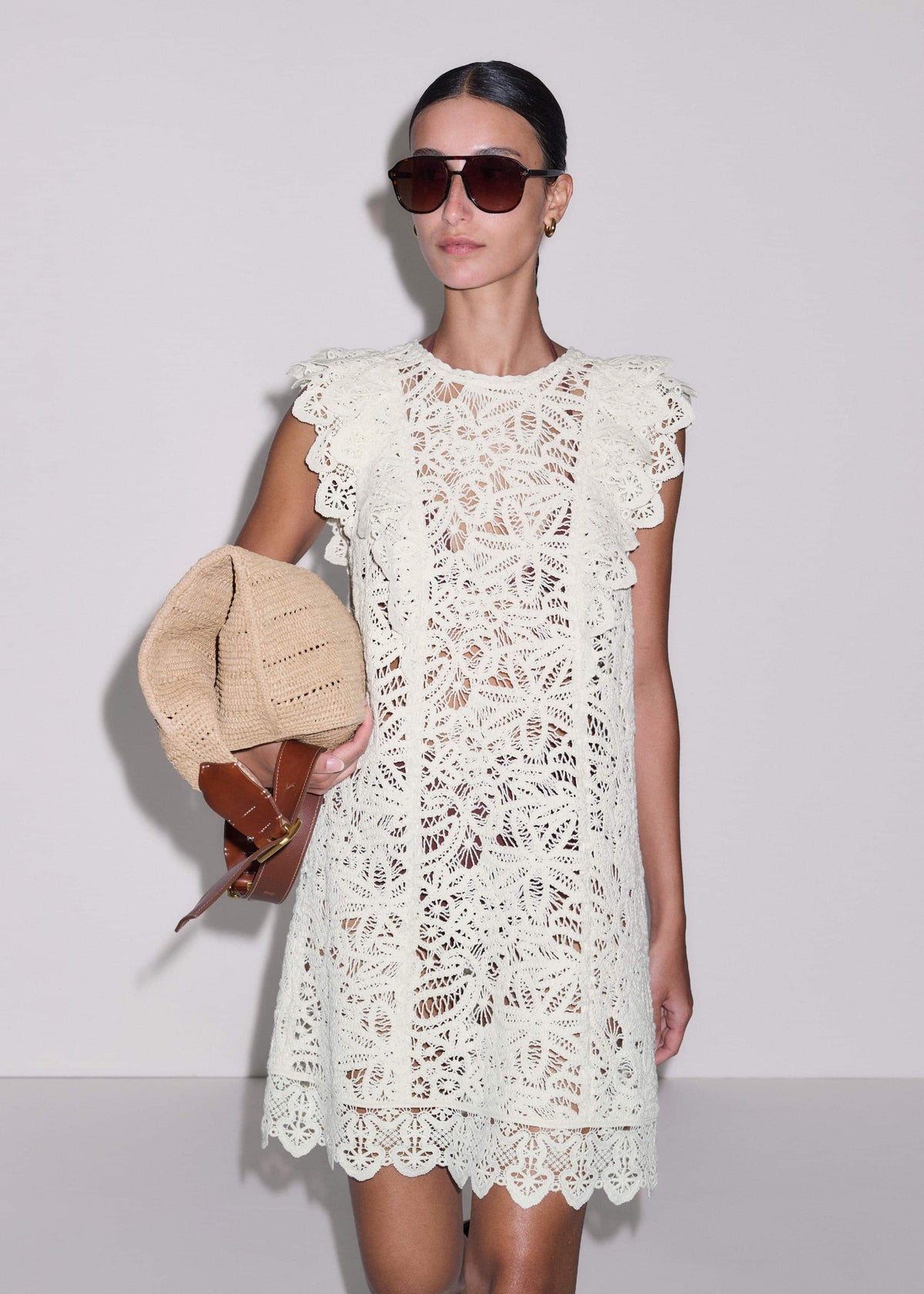Cream Lace Layer Mini Dress meandem