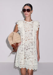 Cream Lace Layer Mini Dress meandem
