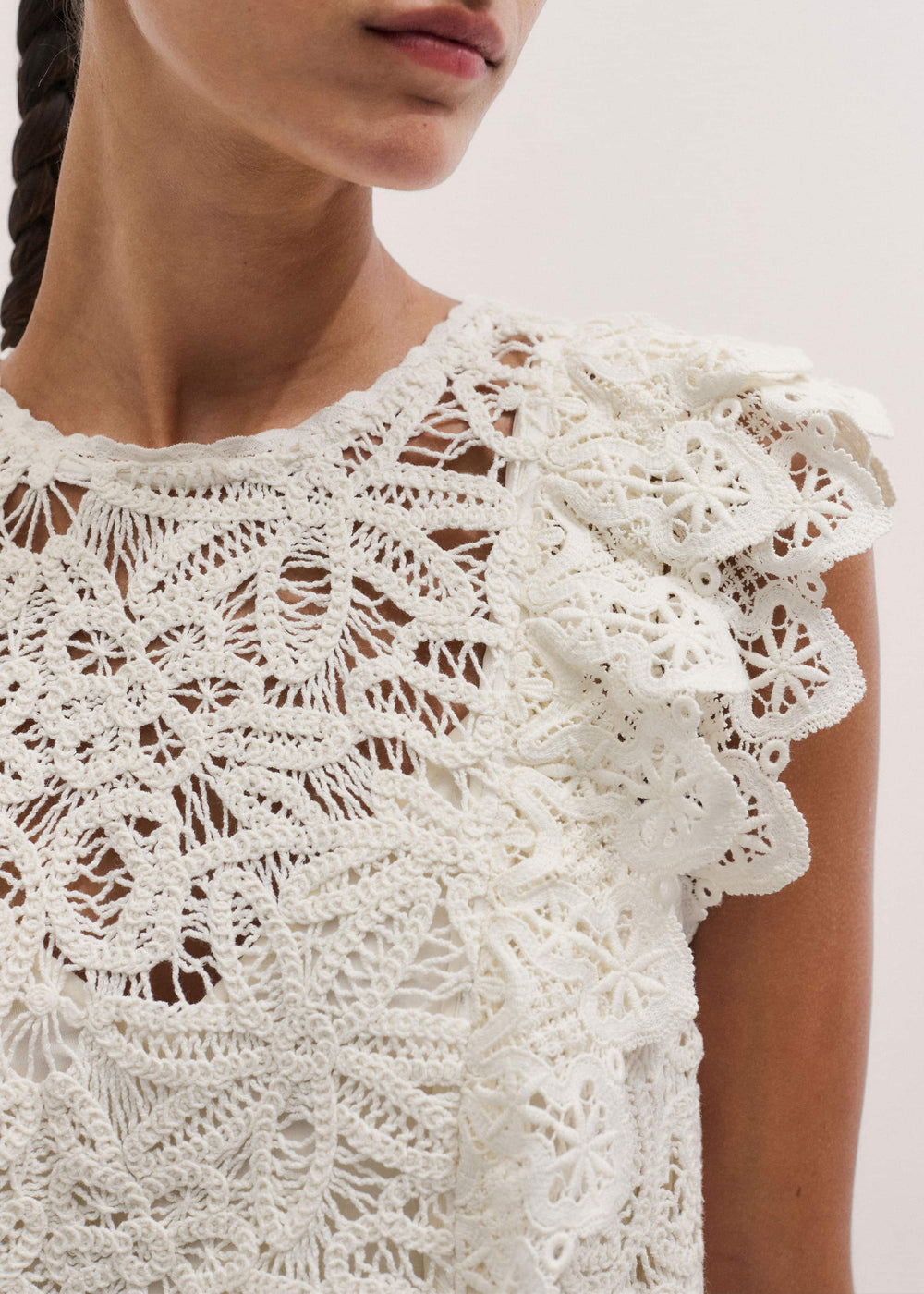 Cream Lace Layer Mini Dress meandem