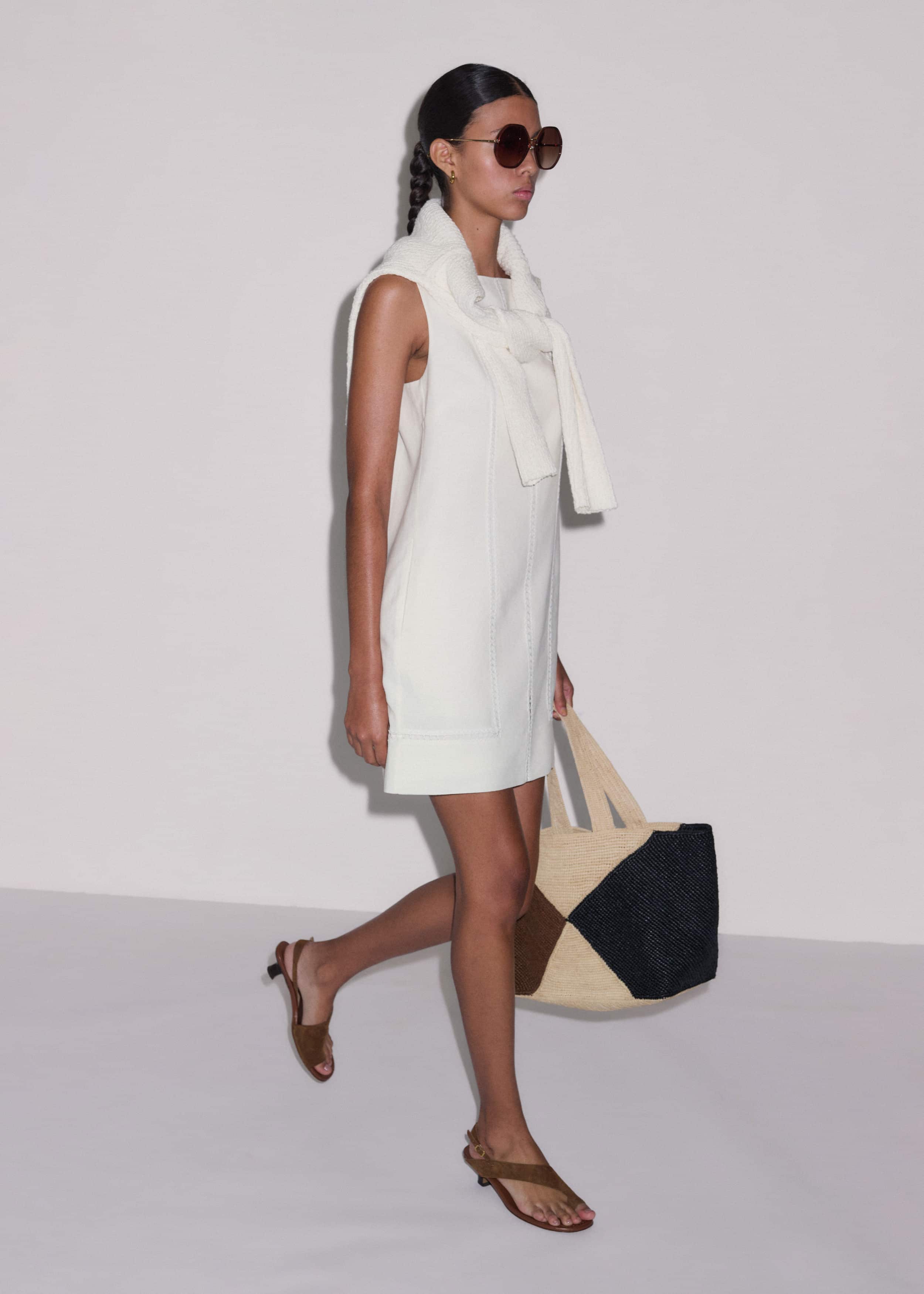 White Crease-Less Linen Embroidered Midi Dress meandem